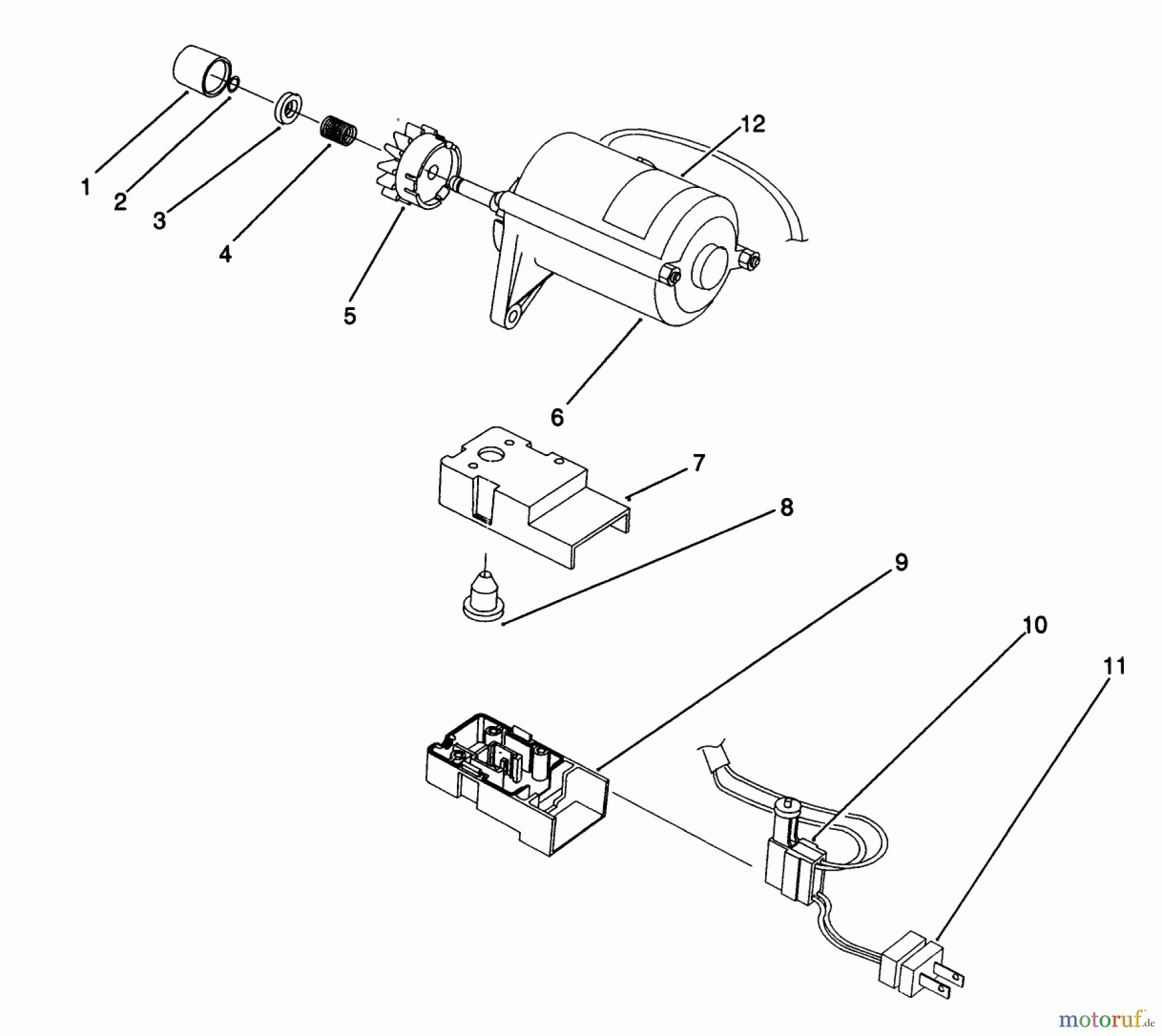 Toro Neu Snow Blowers/Snow Throwers Seite 1 38175 - Toro CCR Powerlite Snowthrower, 1992 (2000001-2999999) STARTER MOTOR ASSEMBLY (MODEL NO. 38175 ONLY)