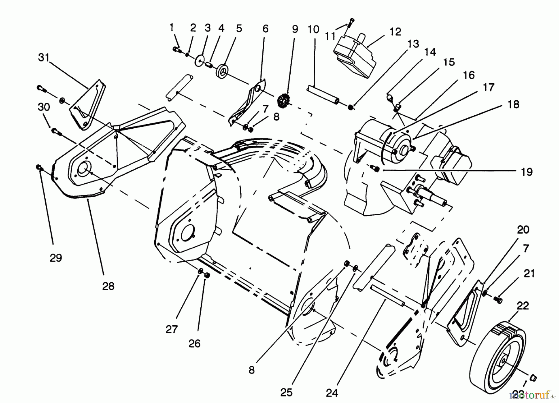 Toro Neu Snow Blowers/Snow Throwers Seite 1 38175 - Toro CCR Powerlite Snowthrower, 1993 (3900001-3999999) ENGINE & WHEEL ASSEMBLY