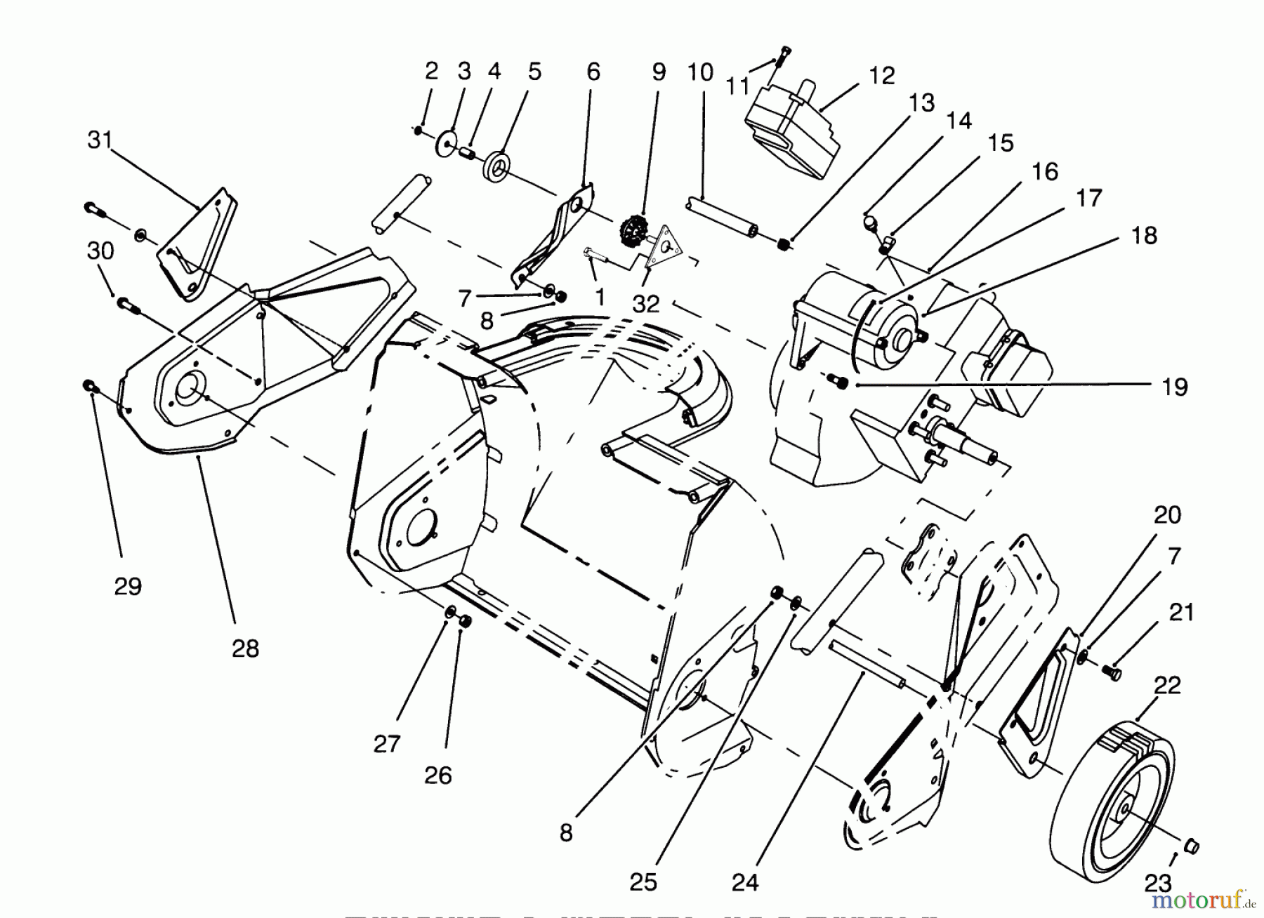 Toro Neu Snow Blowers/Snow Throwers Seite 1 38175 - Toro CCR Powerlite Snowthrower, 1994 (4900001-4999999) ENGINE & WHEEL ASSEMBLY MODEL 38170 (ALL) & MODEL 38175-SERIAL # 4906610 & UP