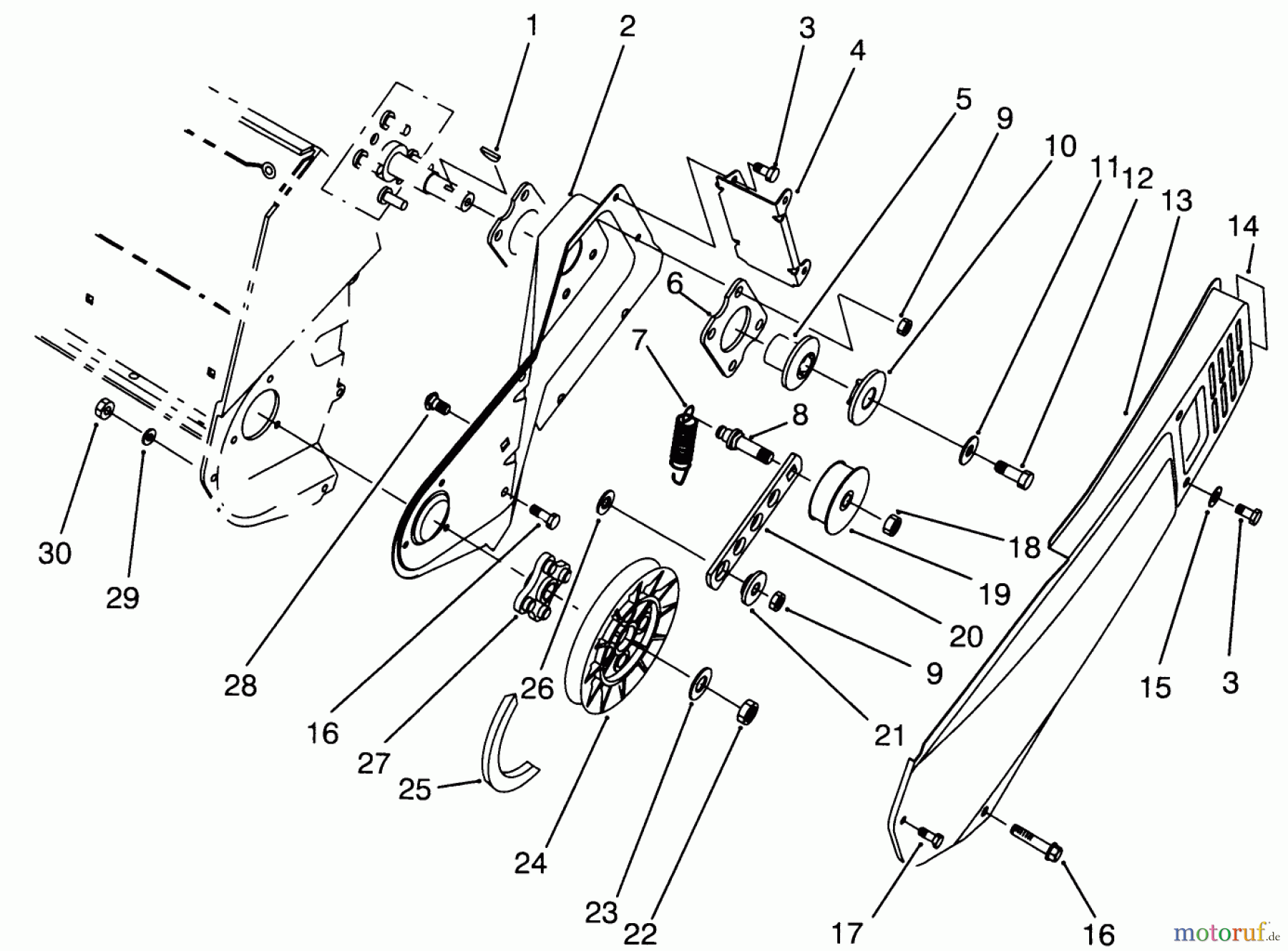 Toro Neu Snow Blowers/Snow Throwers Seite 1 38175 - Toro CCR Powerlite Snowthrower, 1994 (4900001-4999999) PULLEY & BELT COVER ASSEMBLY