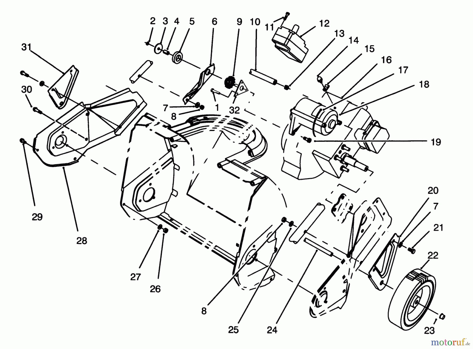  Toro Neu Snow Blowers/Snow Throwers Seite 1 38175 - Toro CCR Powerlite Snowthrower, 1996 (6900001-6999999) ENGINE & WHEEL ASSEMBLY
