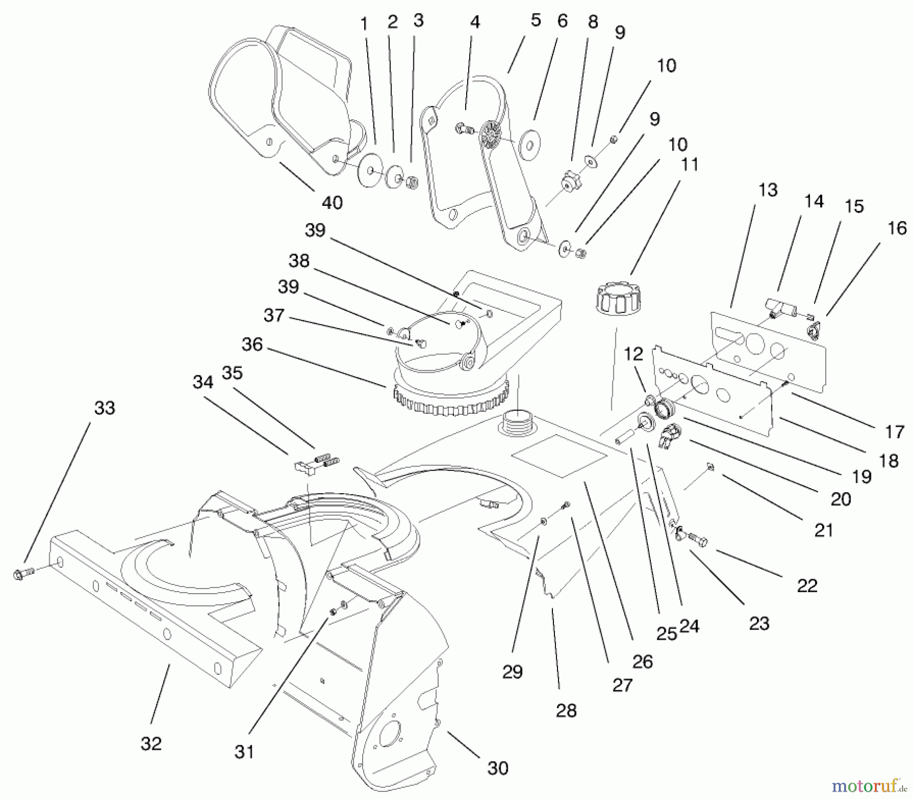  Toro Neu Snow Blowers/Snow Throwers Seite 1 38178 - Toro CCR Powerlite Snowthrower, 1999 (99000001-99999999) CHUTE ASSEMBLY