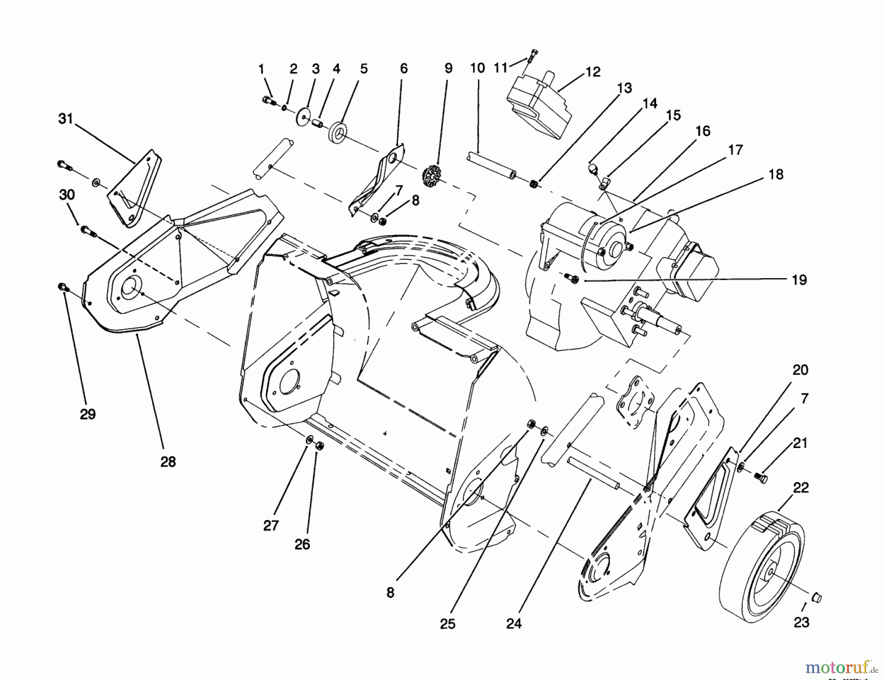  Toro Neu Snow Blowers/Snow Throwers Seite 1 38176 - Toro CCR Powerlite Snowthrower, 1992 (2000001-2999999) ENGINE & WHEEL ASSEMBLY