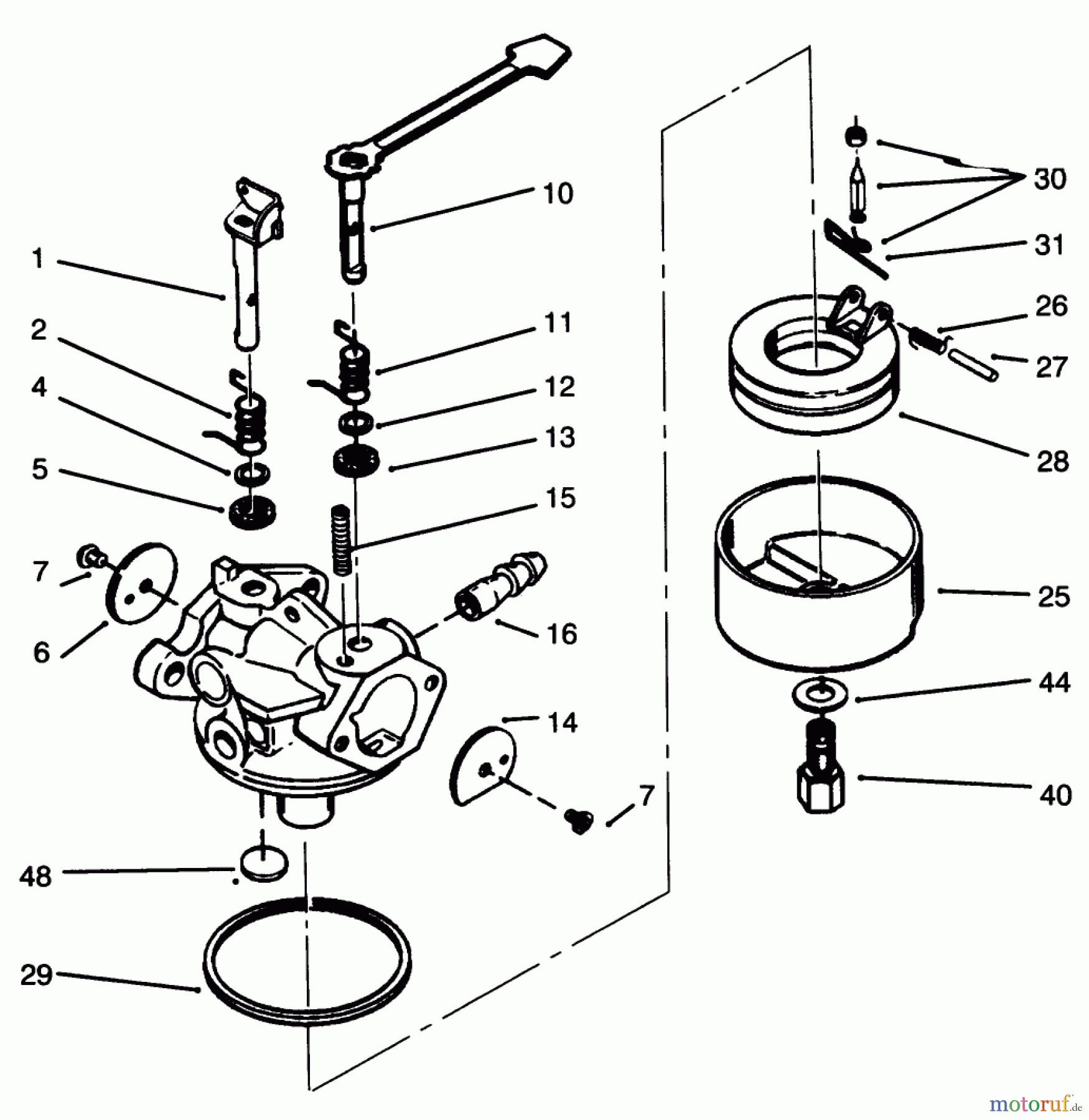 Toro Neu Snow Blowers/Snow Throwers Seite 1 38171 - Toro CCR Powerlite Snowthrower, 1995 (59000001-59999999) CARBURETOR NO. 632641