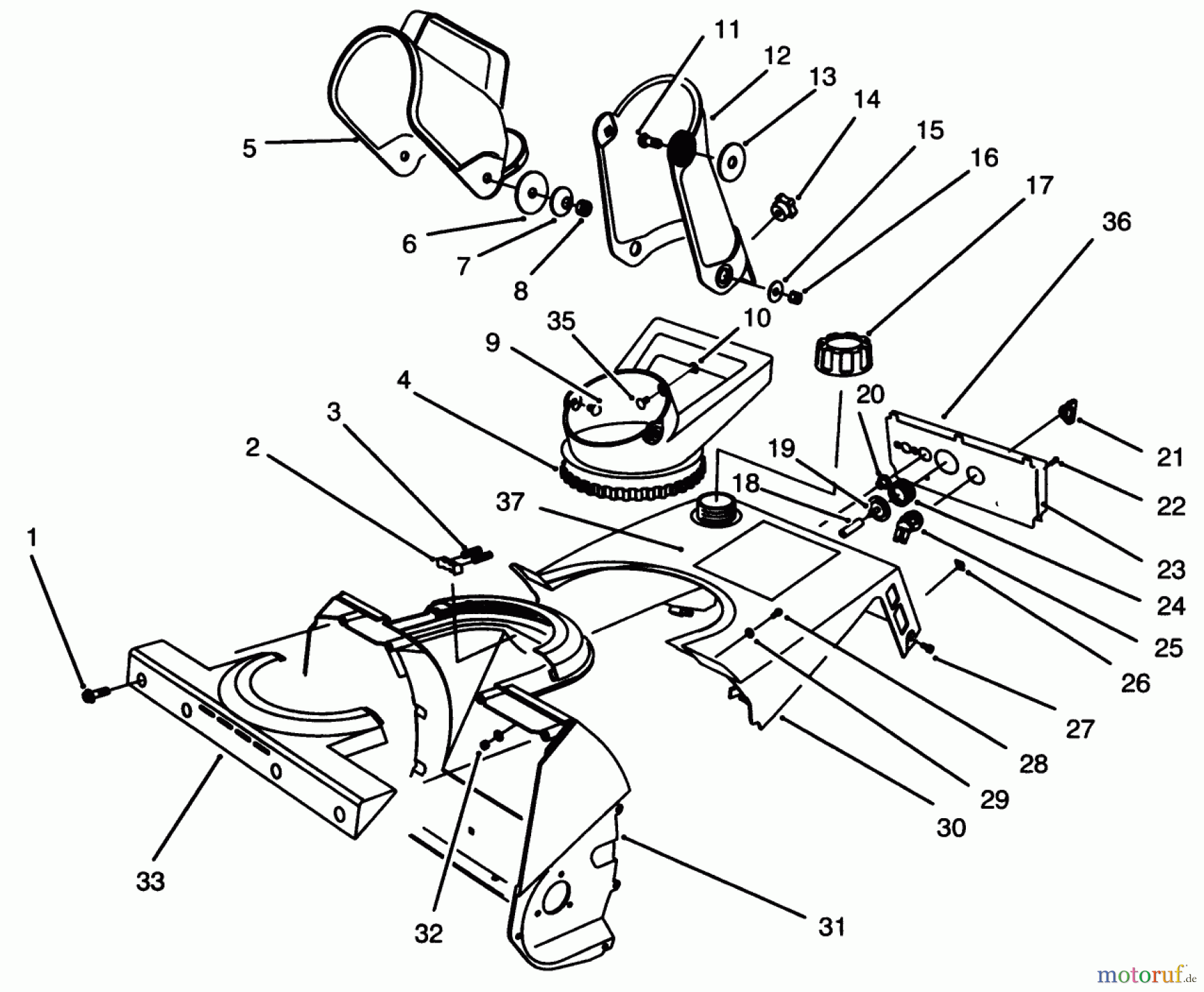  Toro Neu Snow Blowers/Snow Throwers Seite 1 38171 - Toro CCR Powerlite Snowthrower, 1996 (6900001-6999999) CHUTE ASSEMBLY