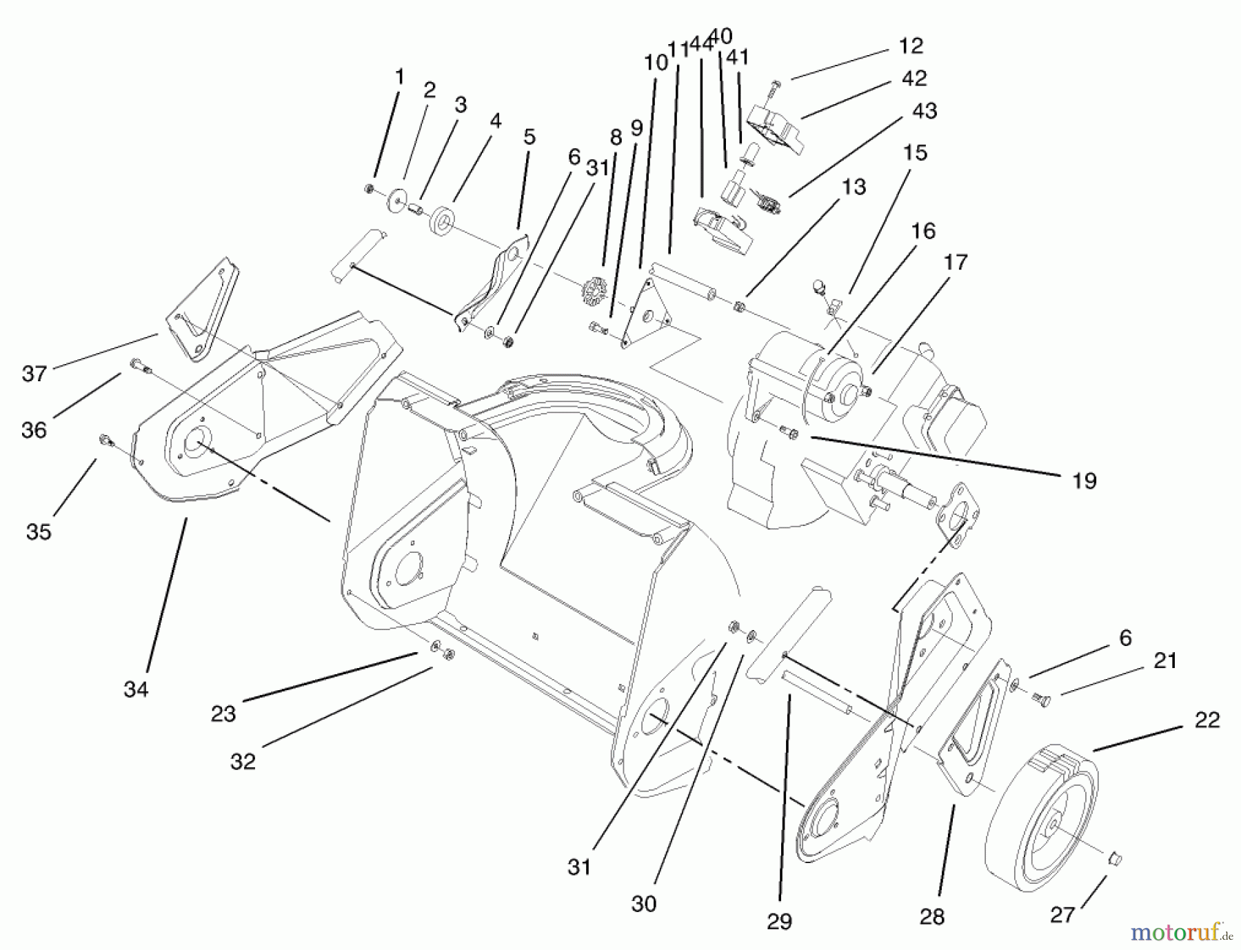 Toro Neu Snow Blowers/Snow Throwers Seite 1 38172 - Toro CCR Powerlite Snowthrower, 2001 (210000001-210999999) ENGINE, SIDE PLATE, & WHEEL ASSEMBLY