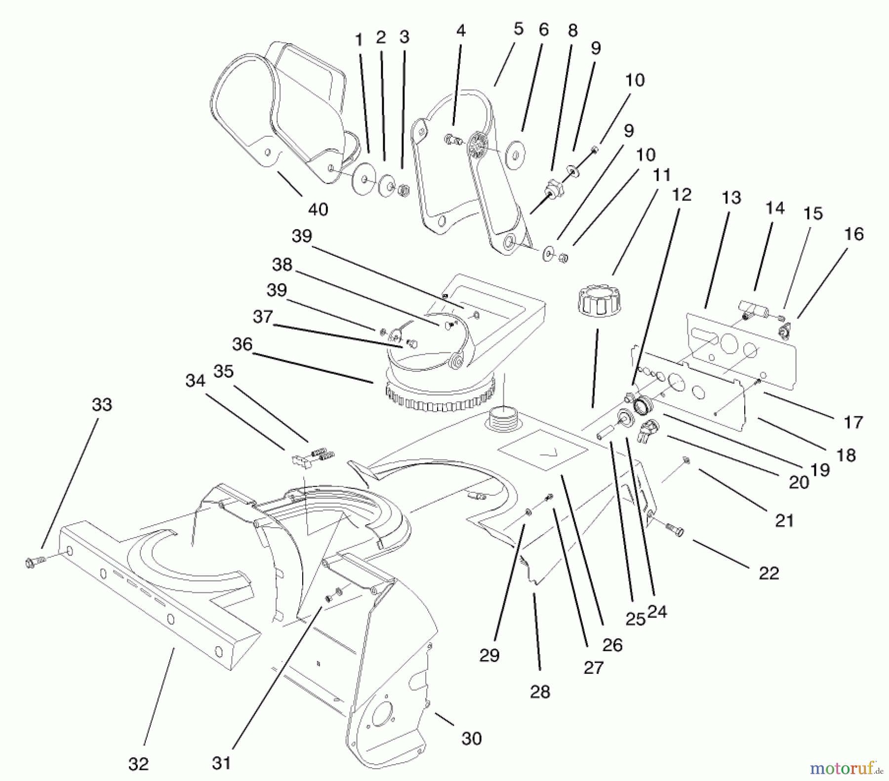 Toro Neu Snow Blowers/Snow Throwers Seite 1 38182 - Toro CCR Powerlite Snowthrower, 2001 (210000001-210999999) HOUSING, UPPER SHROUD, & CHUTE ASSEMBLY