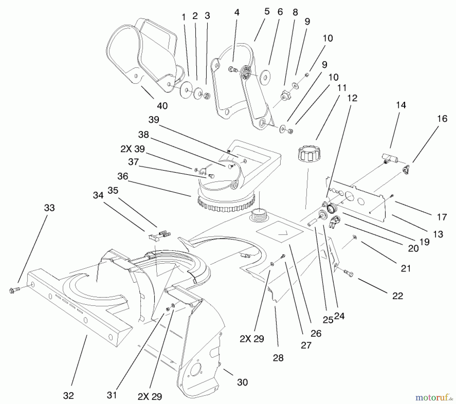 Toro Neu Snow Blowers/Snow Throwers Seite 1 38182 - Toro CCR Powerlite Snowthrower, 2002 (220000001-220999999) HOUSING, UPPER SHROUD, AND CHUTE ASSEMBLY