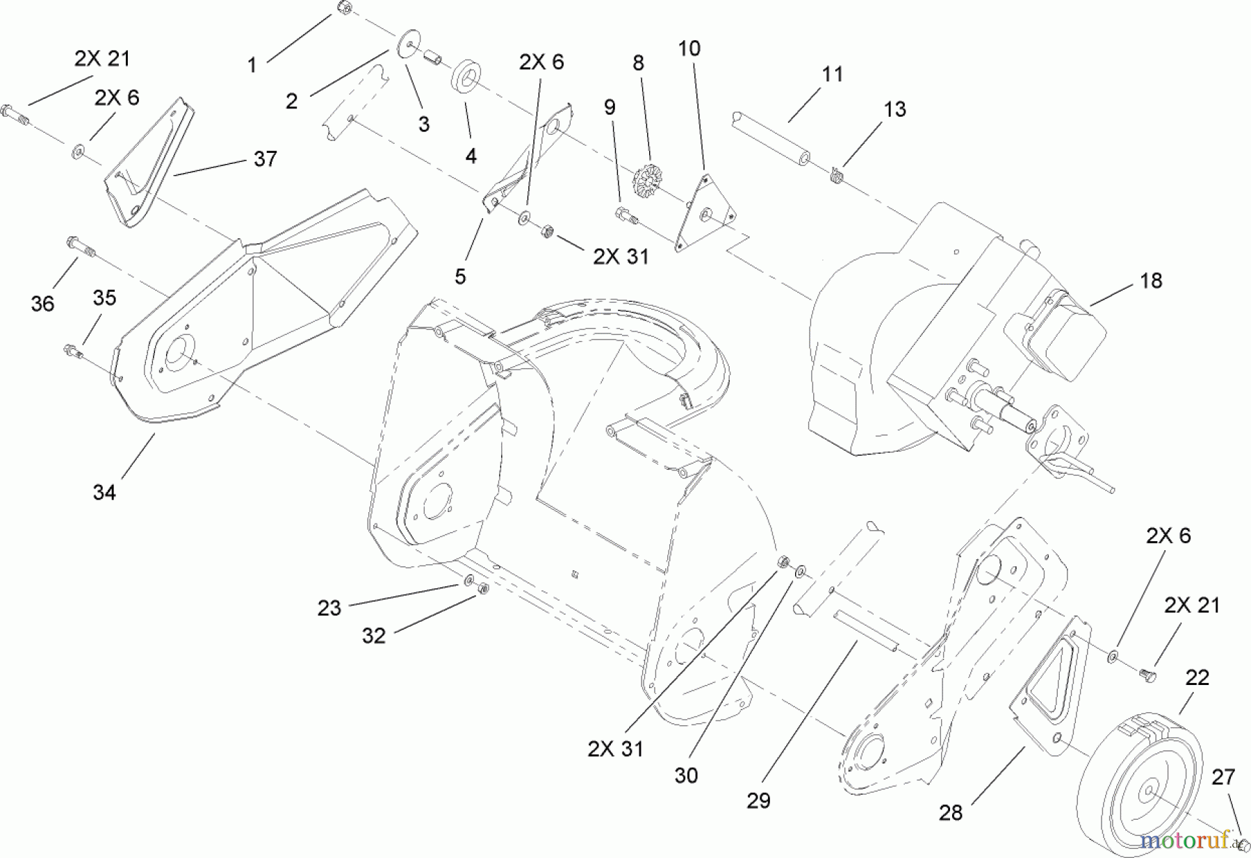 Toro Neu Snow Blowers/Snow Throwers Seite 1 38172 - Toro Powerlite Snowthrower, 2009 (290000001-290999999) ENGINE, ROTOR HOUSING AND SIDEPLATE ASSEMBLY