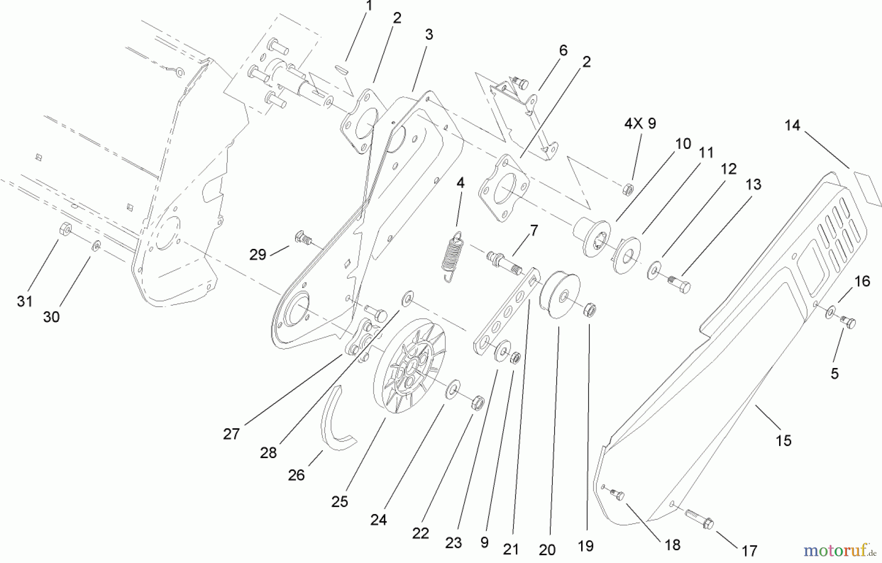 Toro Neu Snow Blowers/Snow Throwers Seite 1 38172 - Toro Powerlite Snowthrower, 2009 (290000001-290999999) ROTOR DRIVE ASSEMBLY