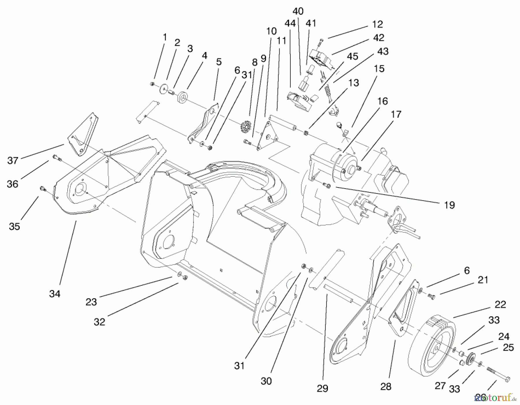 Toro Neu Snow Blowers/Snow Throwers Seite 1 38173 - Toro CCR Powerlite Snowthrower, 2000 (200000001-200999999) ENGINE, SIDE PLATE & WHEEL ASSEMBLY