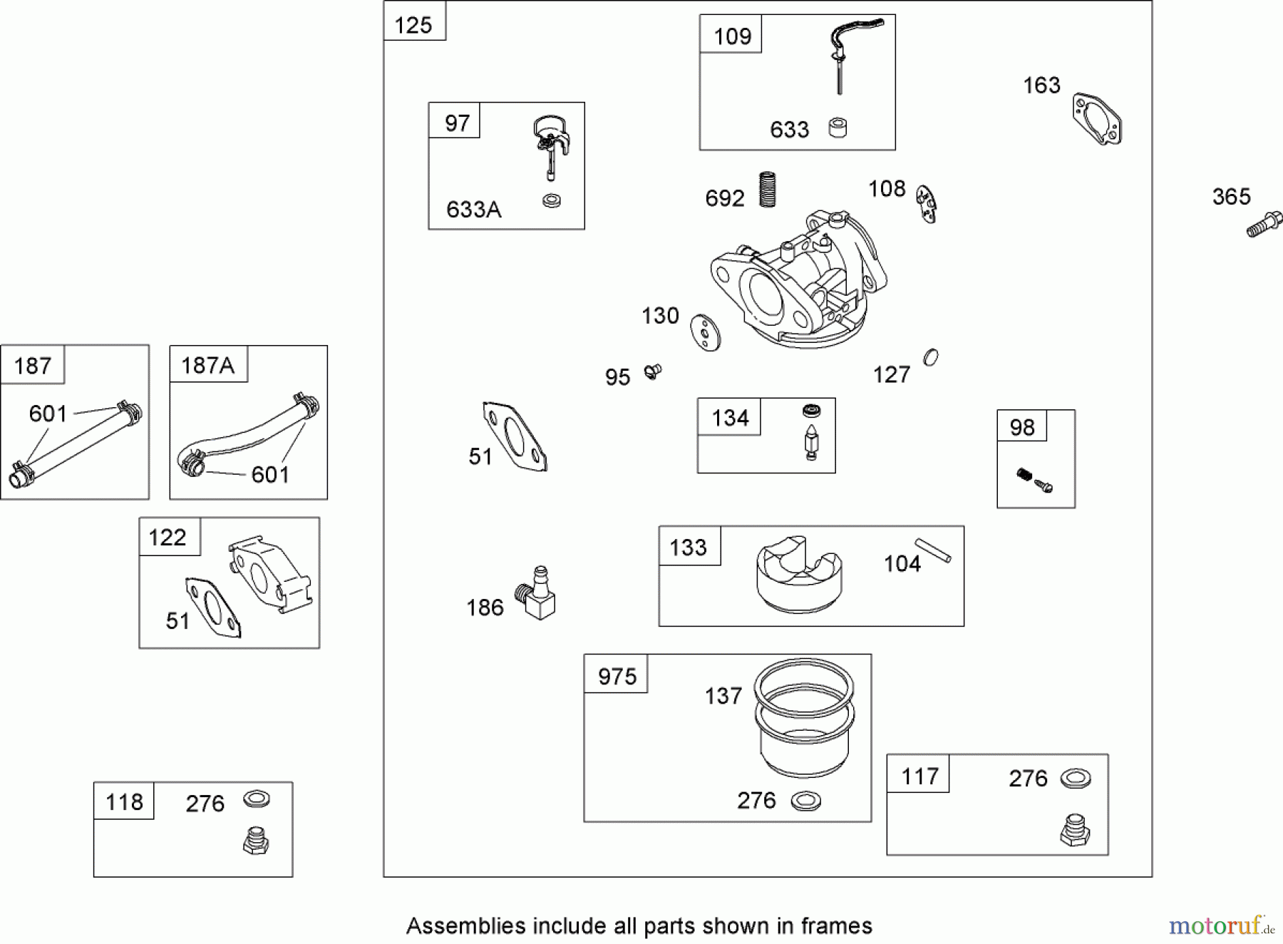  Toro Neu Blowers/Vacuums/Chippers/Shredders 62925 - Toro 206cc OHV Vacuum Blower, 2007 (270000001-270999999) CARBURETOR ASSEMBLY BRIGGS AND STRATTON 126302-0210-B1