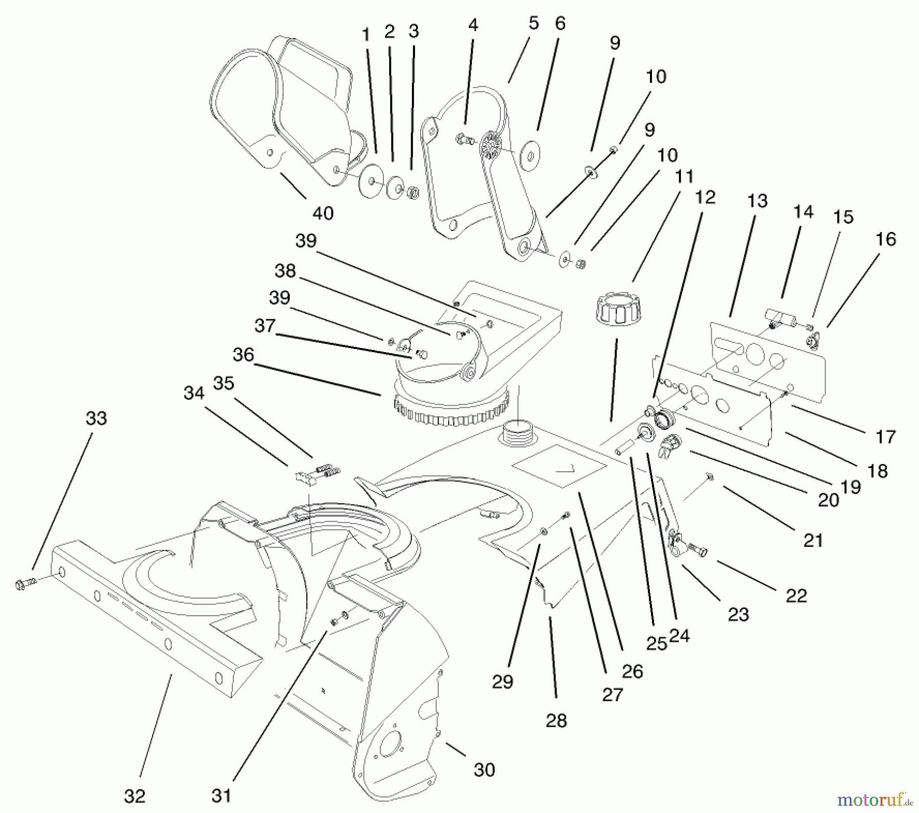 Toro Neu Snow Blowers/Snow Throwers Seite 1 38173 - Toro CCR Powerlite Snowthrower, 2001 (210000001-210999999) HOUSING, UPPER SHROUD, & CHUTE ASSEMBLY