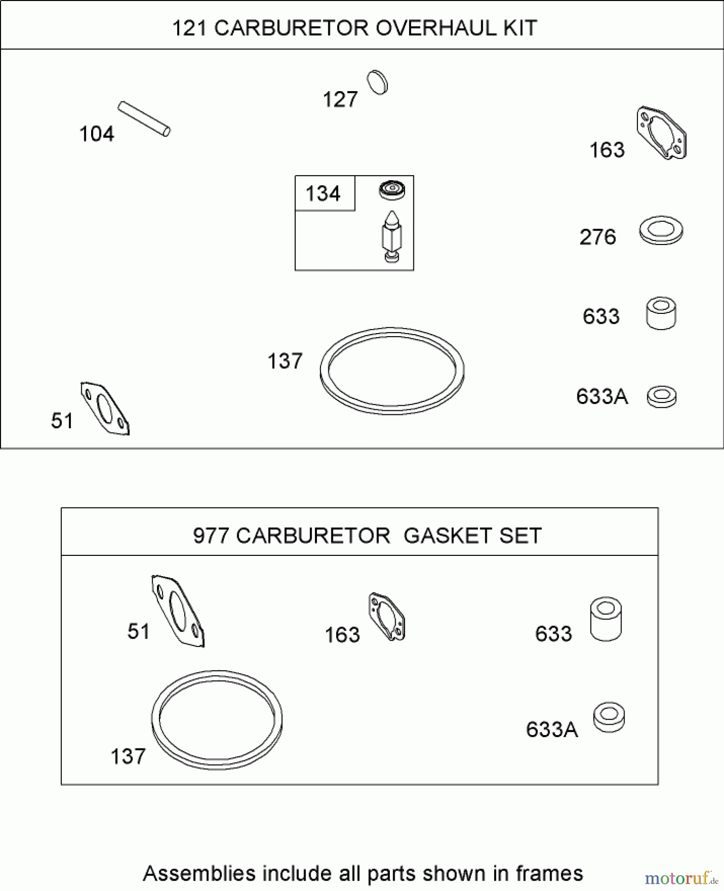 Toro Neu Blowers/Vacuums/Chippers/Shredders 62925 - Toro 206cc OHV Vacuum Blower, 2007 (270000001-270999999) CARBURETOR OVERHAUL KIT BRIGGS AND STRATTON 126302-0210-B1