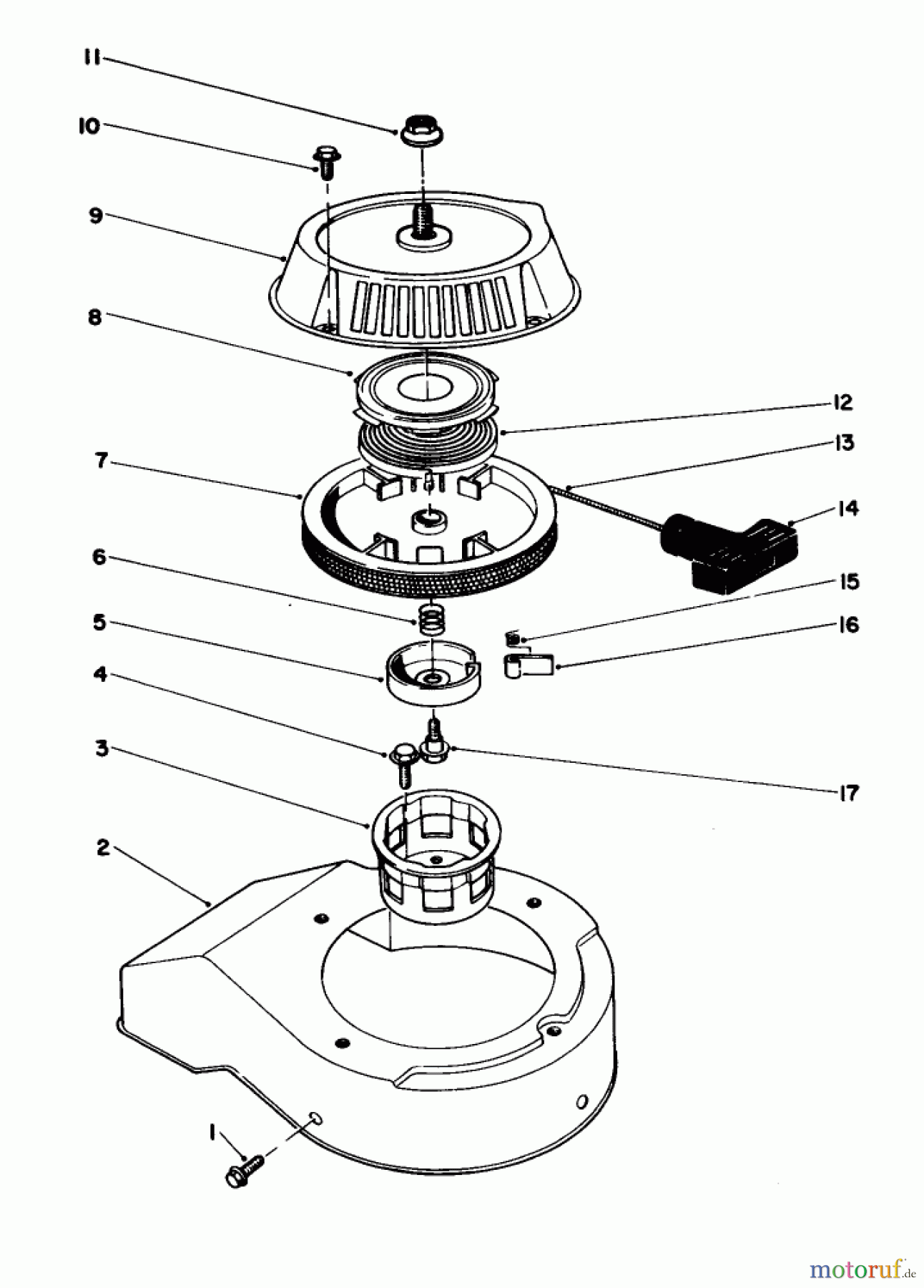 Toro Neu Snow Blowers/Snow Throwers Seite 1 38180 - Toro CCR 2000 Snowthrower, 1986 (6000001-6999999) RECOIL STARTER ASSEMBLY
