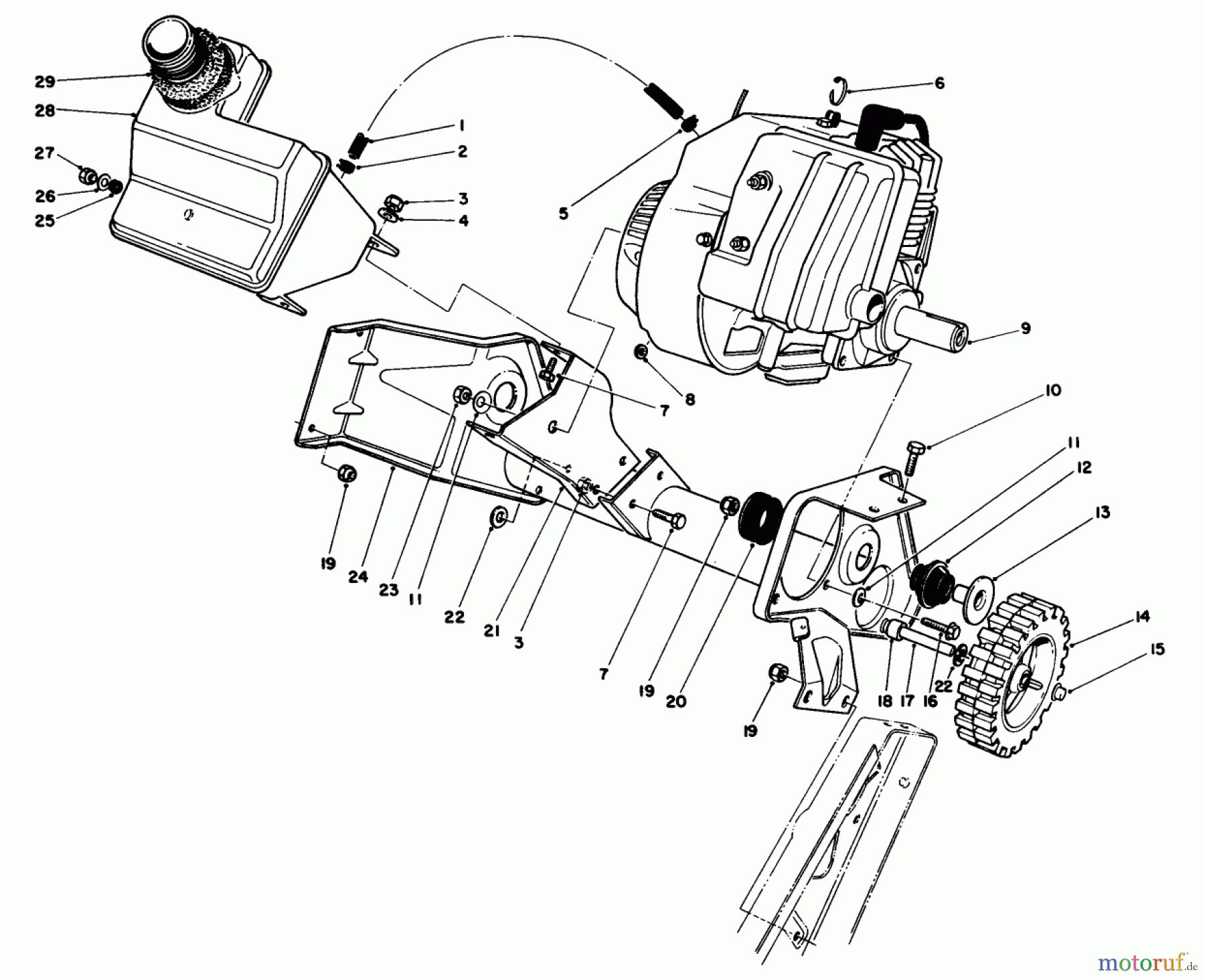 Toro Neu Snow Blowers/Snow Throwers Seite 1 38180C - Toro CCR 2000 Snowthrower, 1988 (8000001-8999999) ENGINE & MAIN FRAME ASSEMBLY
