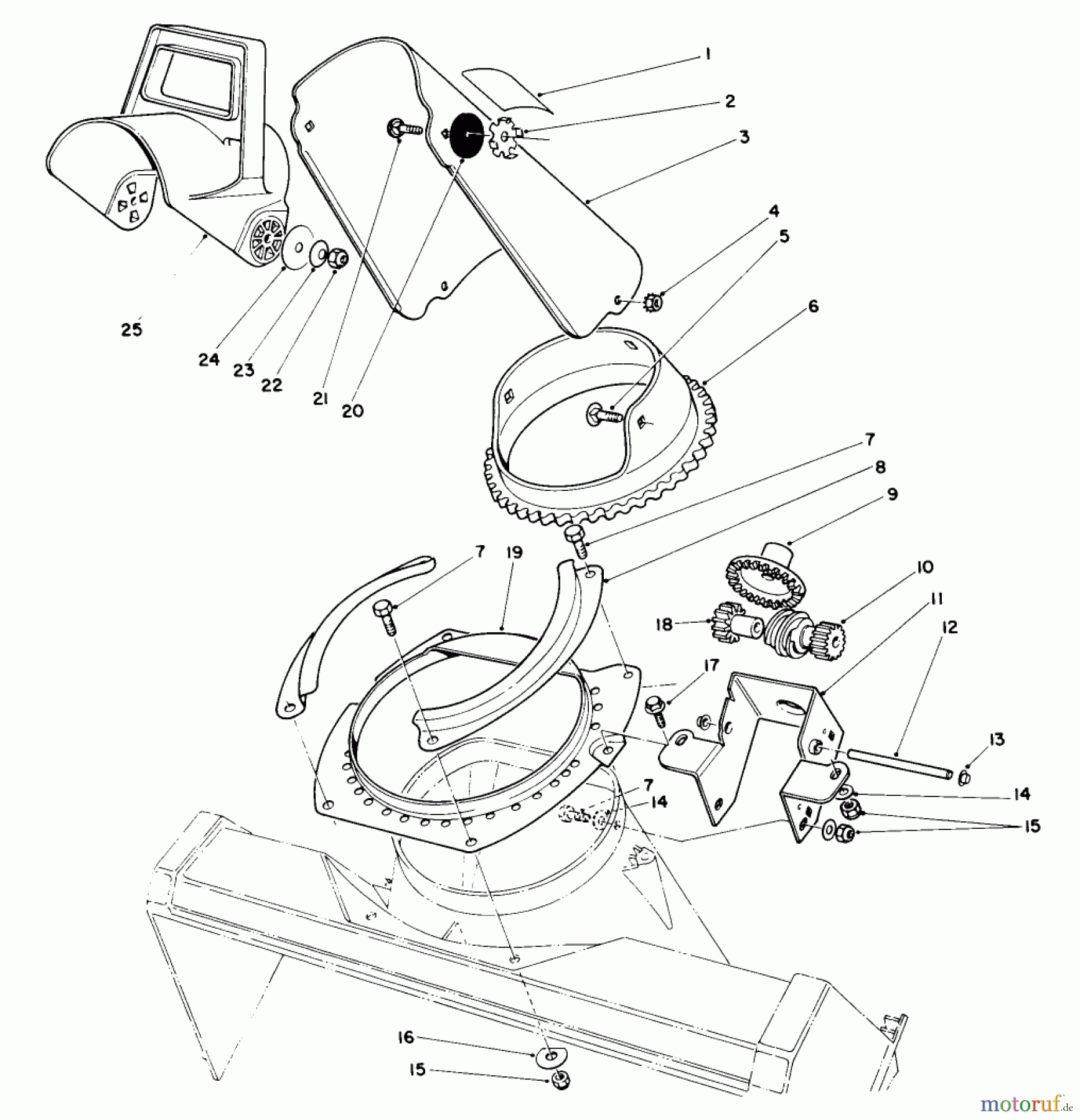  Toro Neu Snow Blowers/Snow Throwers Seite 1 38180C - Toro CCR 2000 Snowthrower, 1989 (9000001-9999999) DISCHARGE CHUTE ASSEMBLY