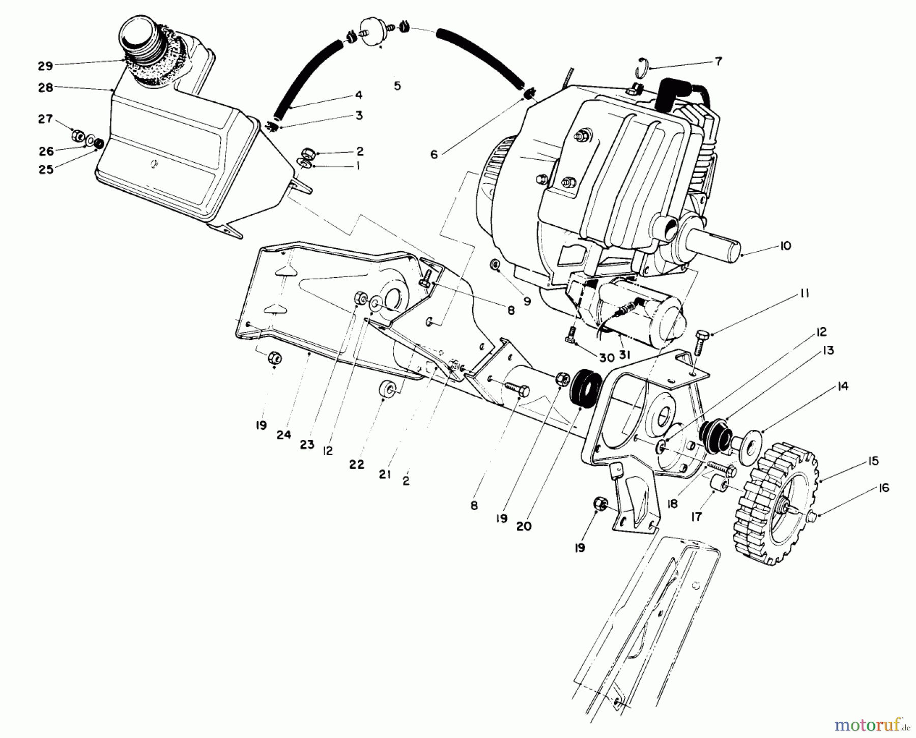 Toro Neu Snow Blowers/Snow Throwers Seite 1 38180C - Toro CCR 2000 Snowthrower, 1989 (9000001-9999999) ENGINE & MAIN FRAME ASSEMBLY