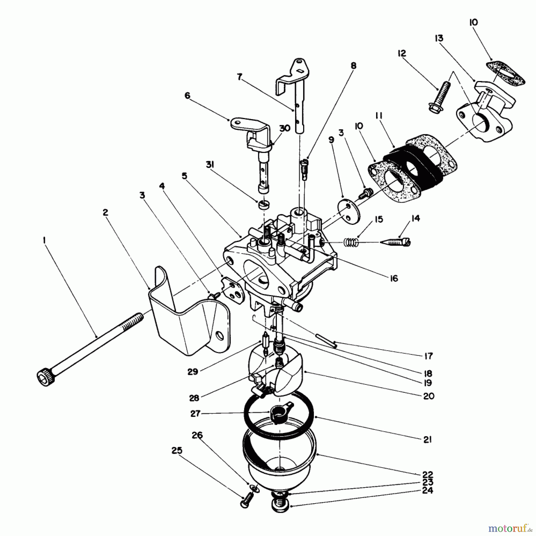  Toro Neu Snow Blowers/Snow Throwers Seite 1 38180 - Toro CCR 2000 Snowthrower, 1990 (0000001-0007973) CARBURETOR ASSEMBLY (ENGINE MODEL NO. 47PK9)