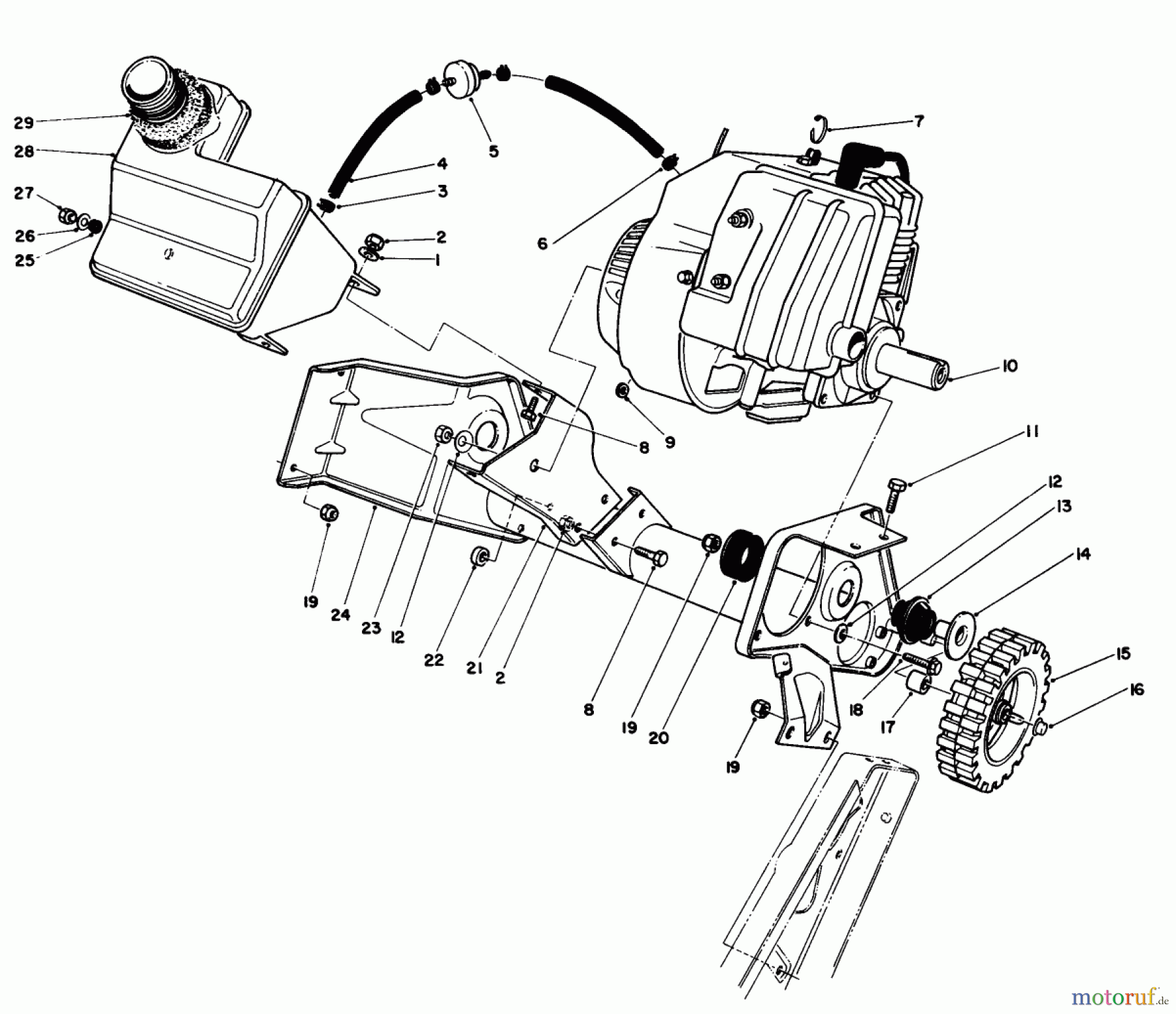 Toro Neu Snow Blowers/Snow Throwers Seite 1 38180 - Toro CCR 2000 Snowthrower, 1991 (1000001-1999999) ENGINE & MAIN FRAME ASSEMBLY