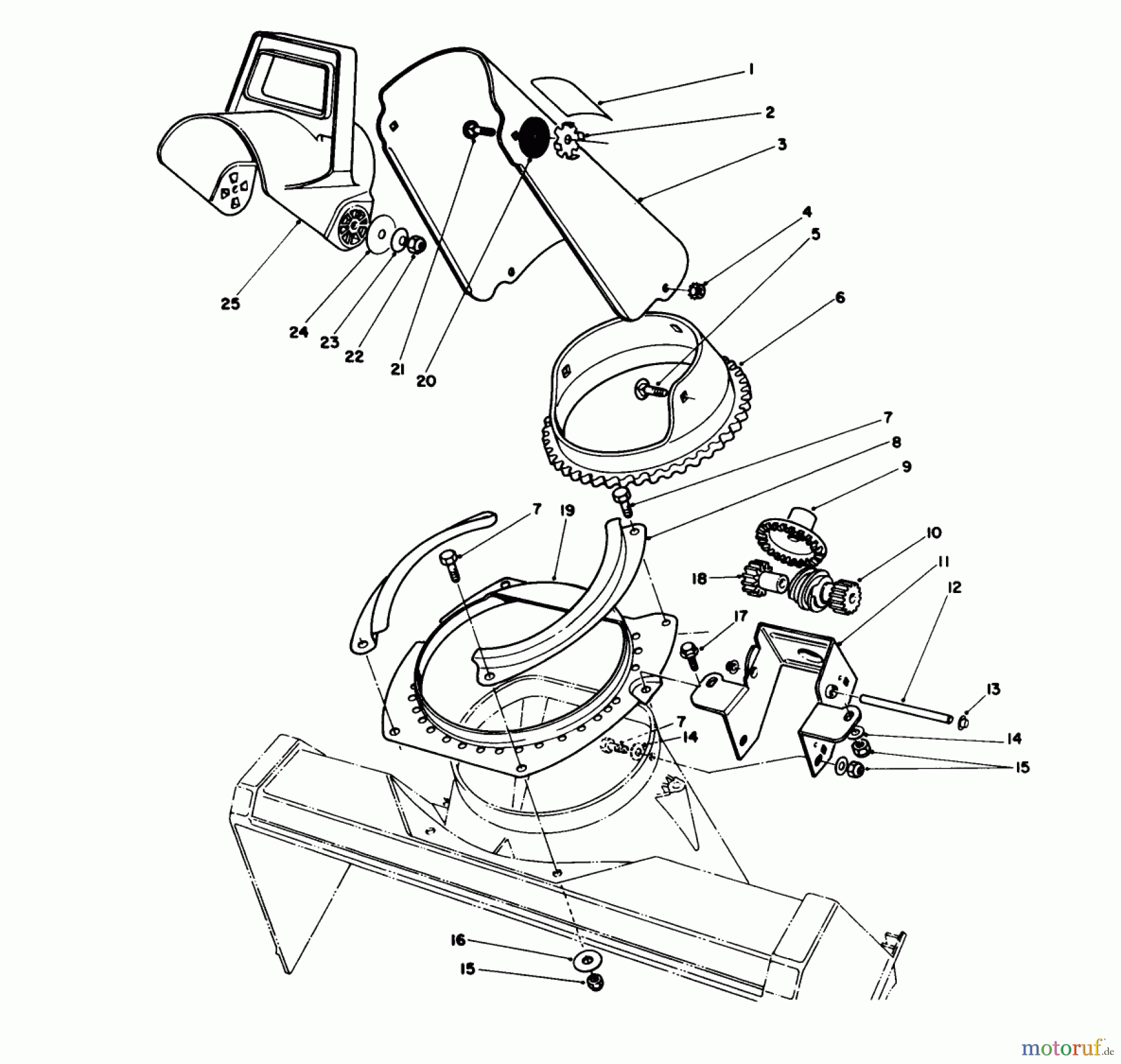 Toro Neu Snow Blowers/Snow Throwers Seite 1 38181 - Toro CCR 2000 Snowthrower, 1992 (2000001-2999999) DISCHARGE CHUTE ASSEMBLY