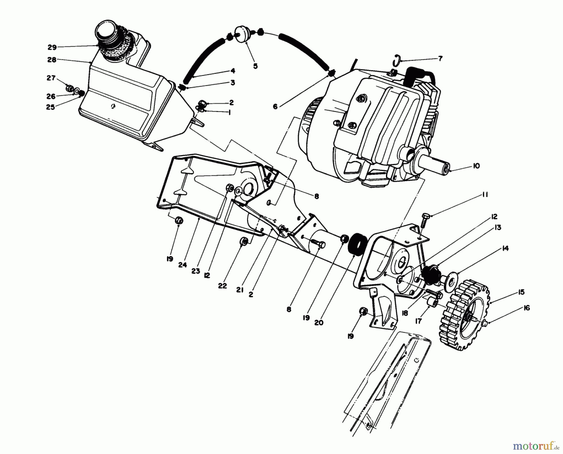 Toro Neu Snow Blowers/Snow Throwers Seite 1 38180 - Toro CCR 2000 Snowthrower, 1992 (2000001-2999999) ENGINE & MAIN FRAME ASSEMBLY
