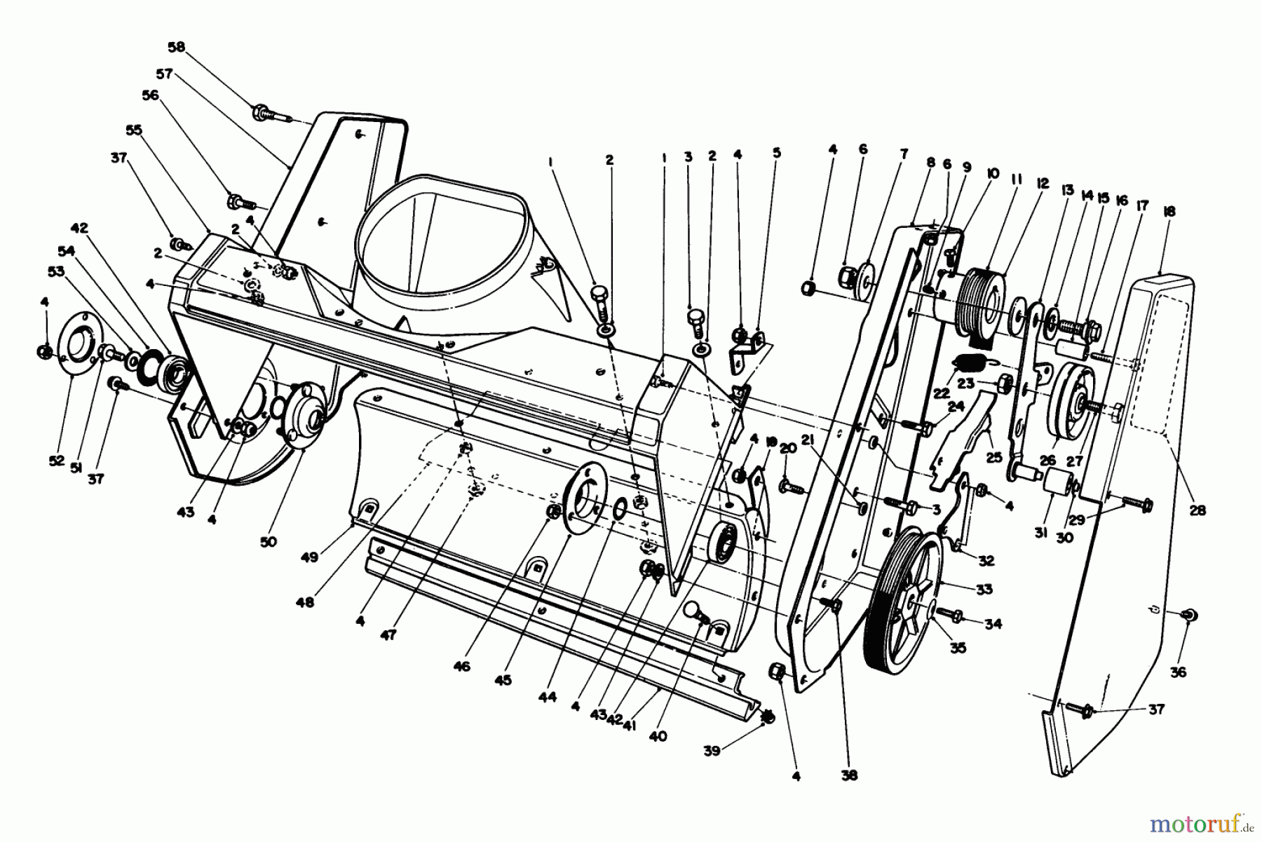Toro Neu Snow Blowers/Snow Throwers Seite 1 38180 - Toro CCR 2000 Snowthrower, 1992 (2000001-2999999) HOUSING ASSEMBLY