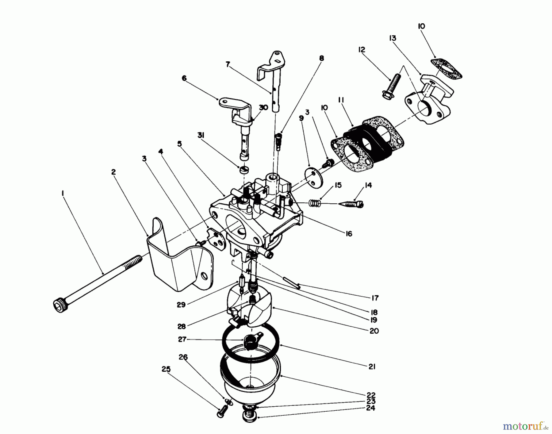 Toro Neu Snow Blowers/Snow Throwers Seite 1 38180 - Toro CCR 2000 Snowthrower, 1993 (3900001-3999999) CARBURETOR ASSEMBLY (ENGINE MODEL NO. 47PM1-4)