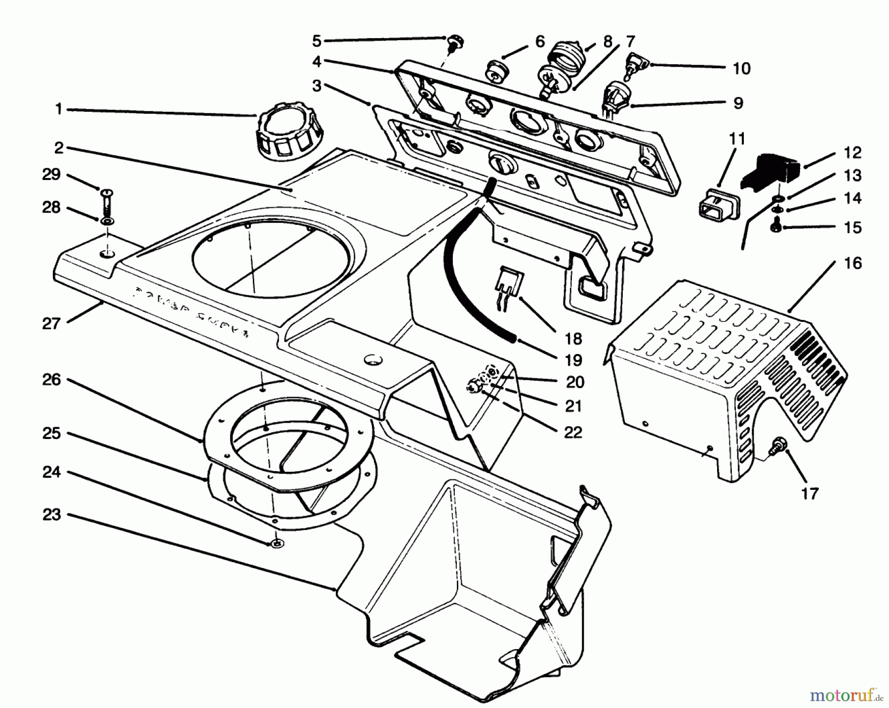  Toro Neu Snow Blowers/Snow Throwers Seite 1 38181 - Toro CCR 2000 Snowthrower, 1996 (6900001-6999999) CONTROL PANEL & SHROUDING ASSEMBLY