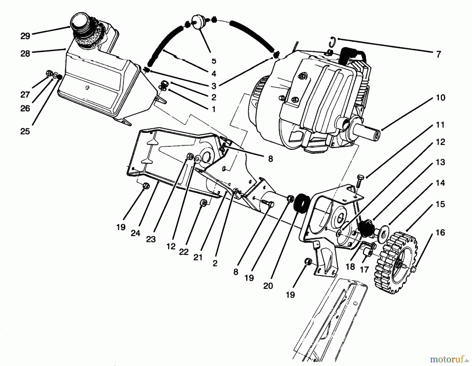 Toro Neu Snow Blowers/Snow Throwers Seite 1 38181 - Toro CCR 2000 Snowthrower, 1996 (6900001-6999999) ENGINE & MAIN FRAME ASSEMBLY