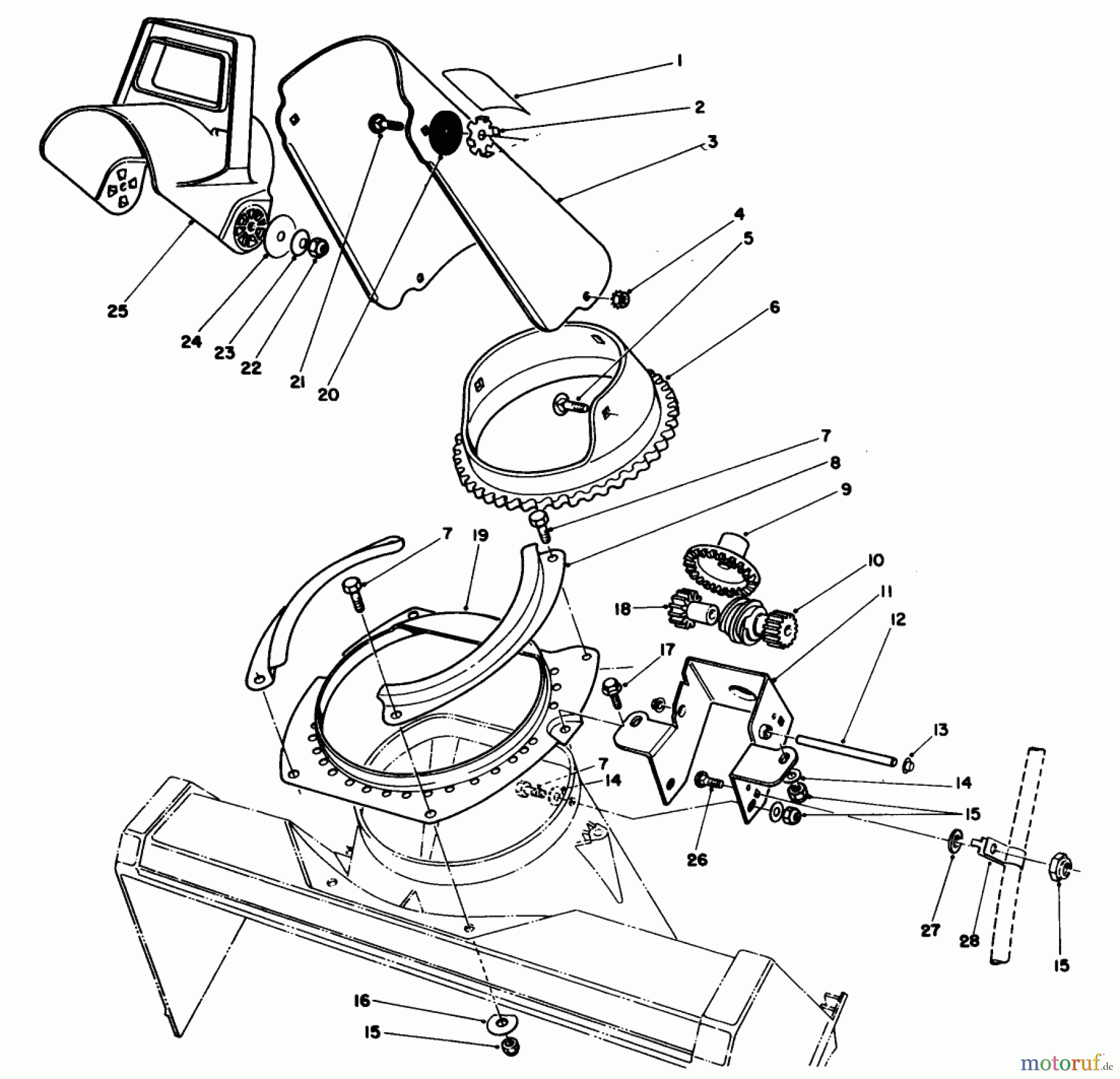 Toro Neu Snow Blowers/Snow Throwers Seite 1 38185C - Toro CCR 2000 Snowthrower, 1988 (8000001-8999999) DISCHARGE CHUTE ASSEMBLY