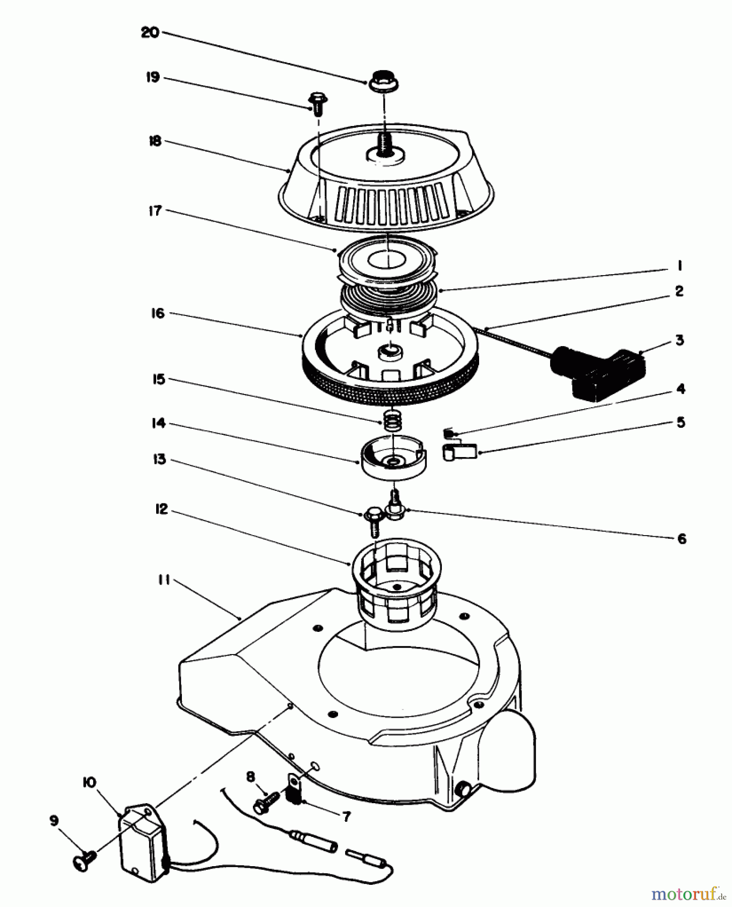 Toro Neu Snow Blowers/Snow Throwers Seite 1 38185C - Toro CCR 2000 Snowthrower, 1988 (8000001-8999999) RECOIL STARTER ASSEMBLY
