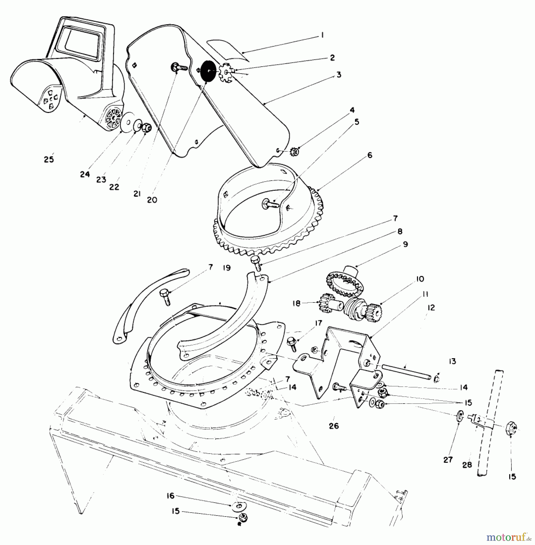 Toro Neu Snow Blowers/Snow Throwers Seite 1 38185C - Toro CCR 2000 Snowthrower, 1989 (9000001-9999999) DISCHARGE CHUTE ASSEMBLY
