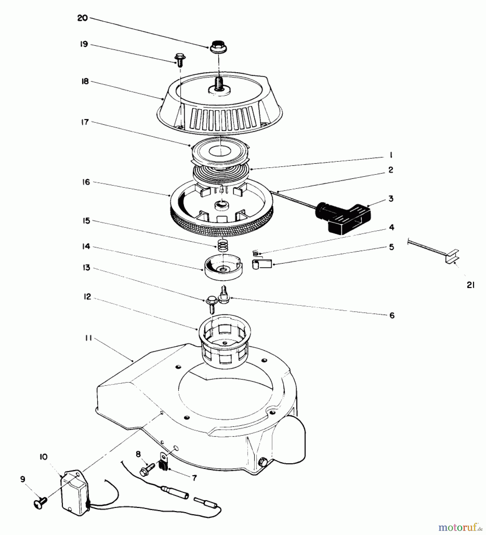 Toro Neu Snow Blowers/Snow Throwers Seite 1 38185C - Toro CCR 2000 Snowthrower, 1989 (9000001-9999999) RECOIL STARTER ASSEMBLY