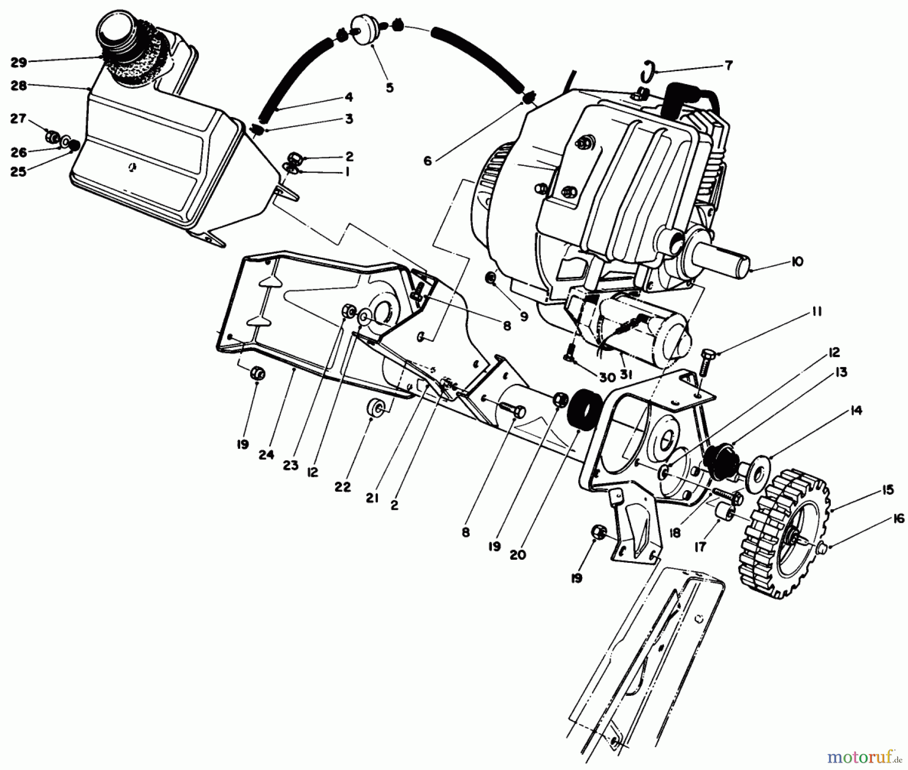 Toro Neu Snow Blowers/Snow Throwers Seite 1 38186 - Toro CCR 2000 Snowthrower, 1990 (0000001-0999999) ENGINE & MAIN FRAME ASSEMBLY
