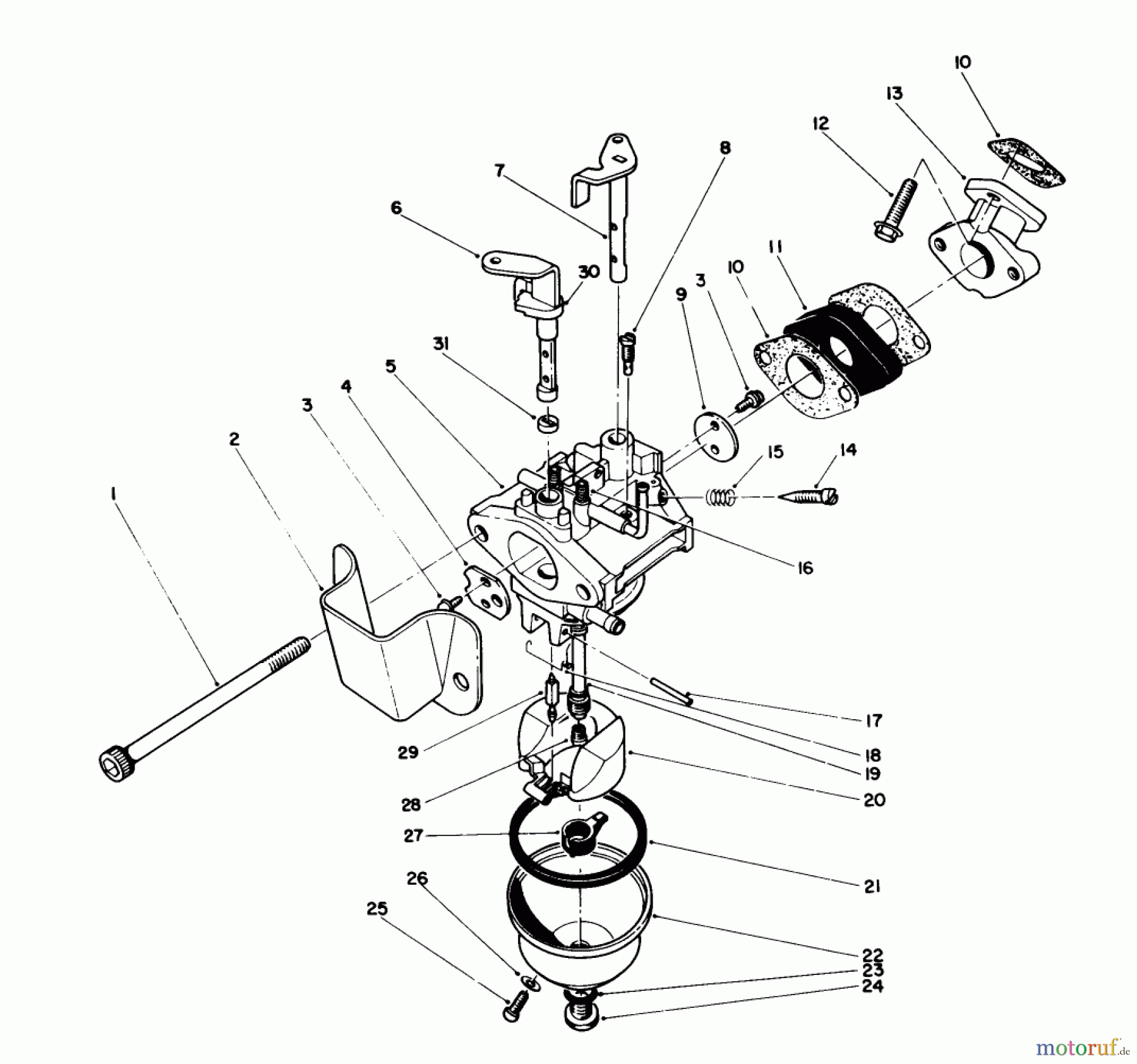 Toro Neu Snow Blowers/Snow Throwers Seite 1 38186 - Toro CCR 2000 Snowthrower, 1991 (1000001-1999999) CARBURETOR ASSEMBLY (ENGINE MODEL NO. 47PH7-5, 47PK9-5 & 47PLO-5)