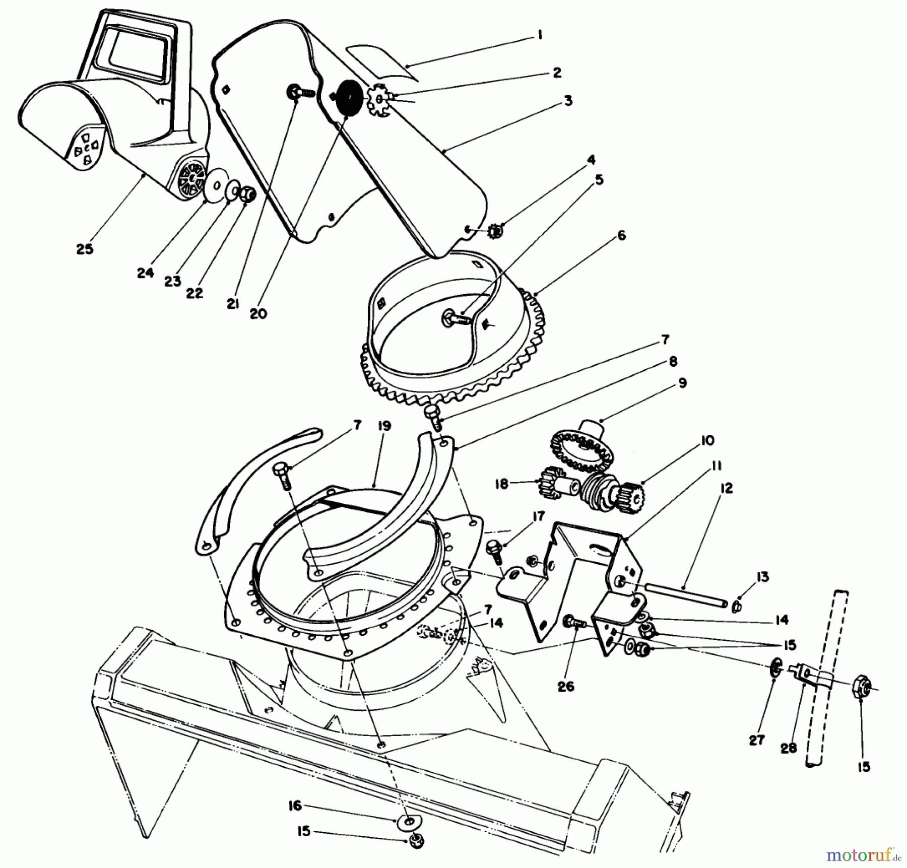  Toro Neu Snow Blowers/Snow Throwers Seite 1 38186 - Toro CCR 2000 Snowthrower, 1991 (1000001-1999999) DISCHARGE CHUTE ASSEMBLY