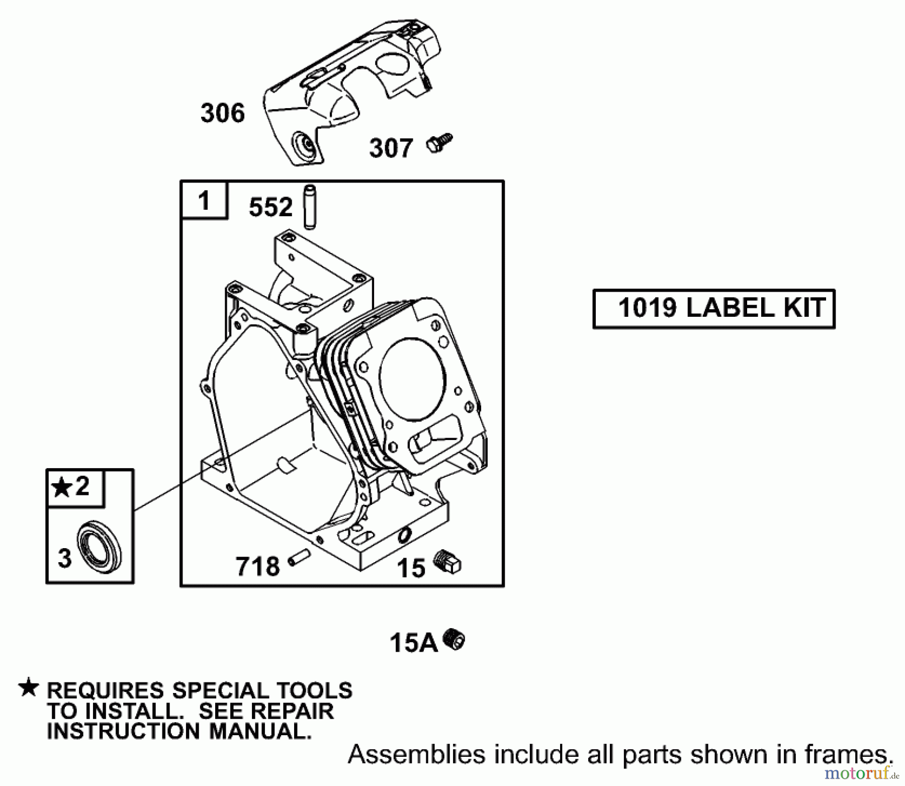 Toro Neu Blowers/Vacuums/Chippers/Shredders 62925 - Toro 5.5 hp Lawn Vacuum, 2001 (210000001-210999999) CYLINDER ASSEMBLY BRIGGS AND STRATTON MODEL 110402-0218-E1
