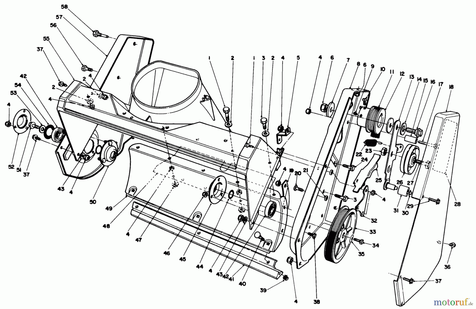 Toro Neu Snow Blowers/Snow Throwers Seite 1 38186 - Toro CCR 2000 Snowthrower, 1991 (1000001-1999999) HOUSING ASSEMBLY