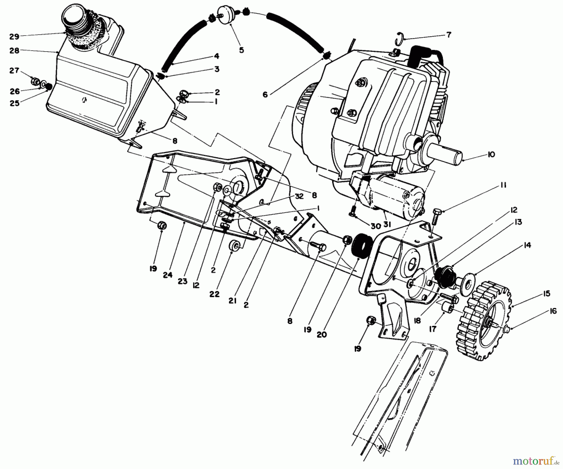 Toro Neu Snow Blowers/Snow Throwers Seite 1 38185 - Toro CCR 2000 Snowthrower, 1992 (2000001-2999999) ENGINE & MAIN FRAME ASSEMBLY