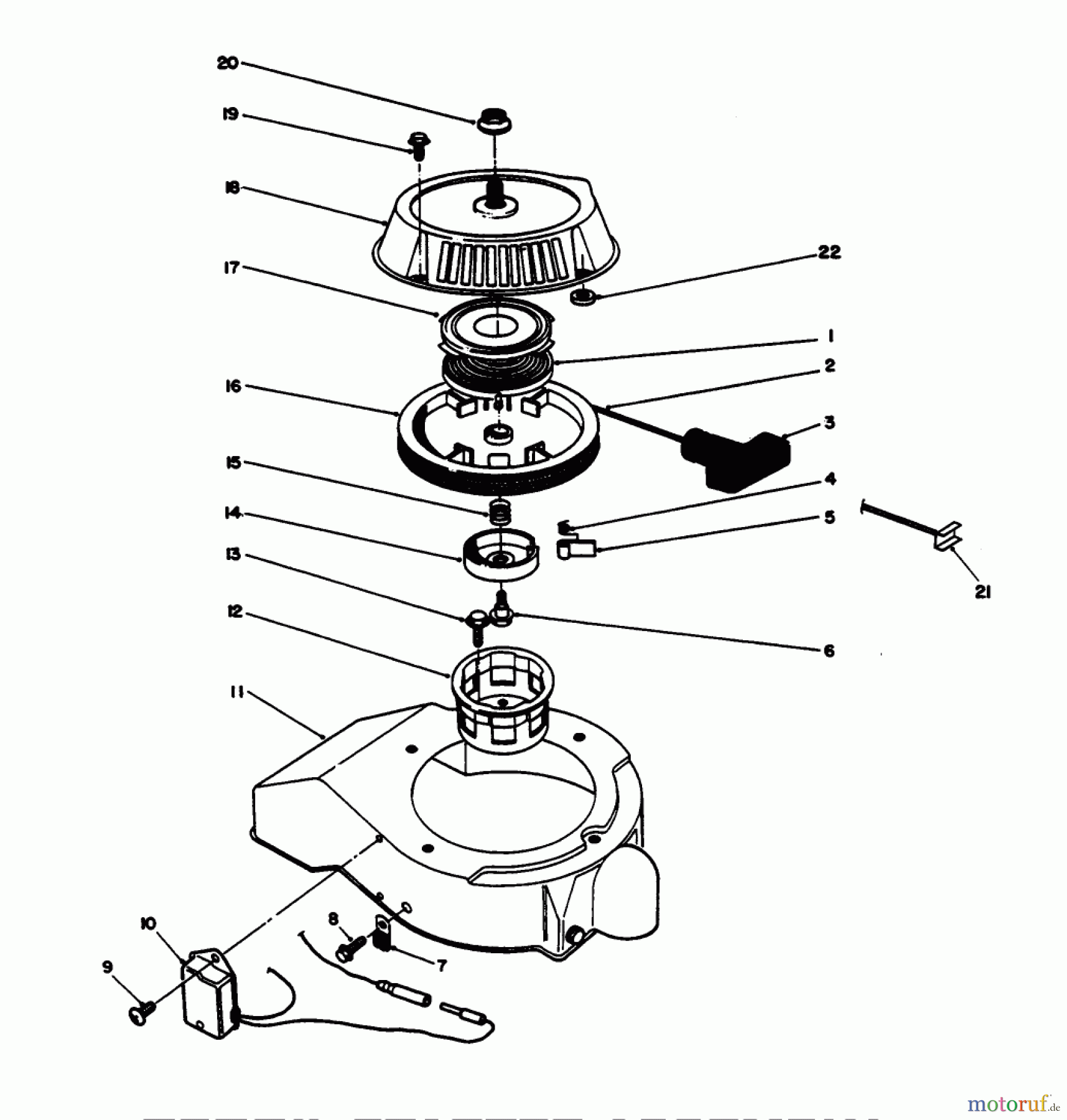 Toro Neu Snow Blowers/Snow Throwers Seite 1 38186 - Toro CCR 2000 Snowthrower, 1994 (4900001-4999999) RECOIL STARTER ASSEMBLY (ENGINE MODEL 47PP3-5)