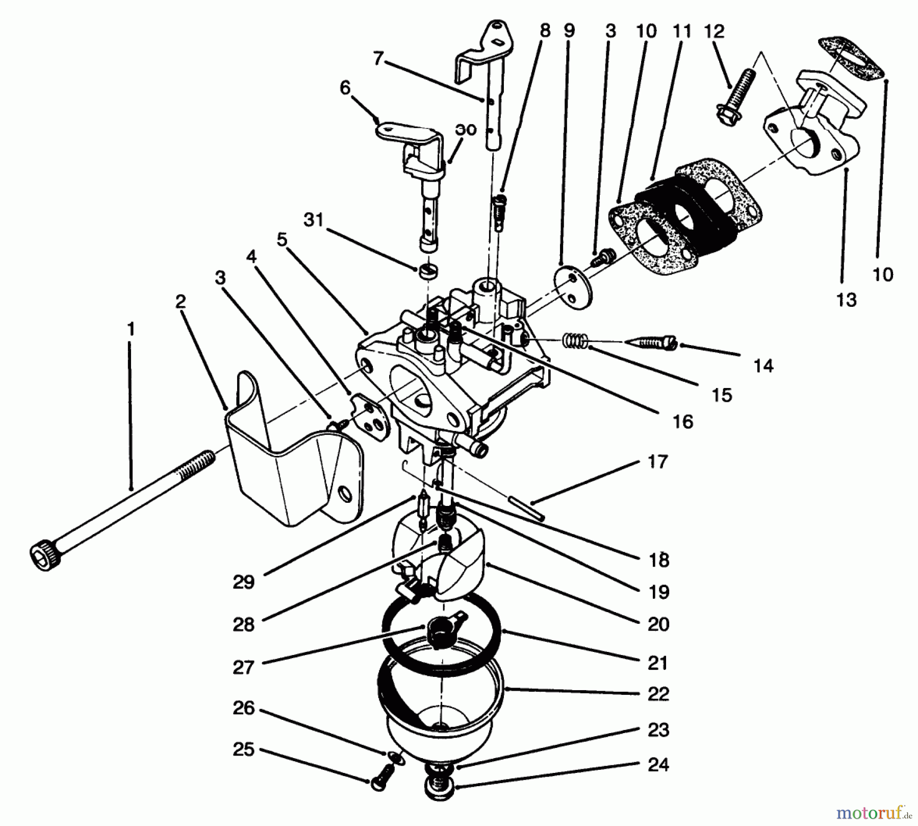 Toro Neu Snow Blowers/Snow Throwers Seite 1 38186 - Toro CCR 2000 Snowthrower, 1996 (6900001-6999999) CARBURETOR ASSEMBLY (ENGINE MODEL 47PS5-5)