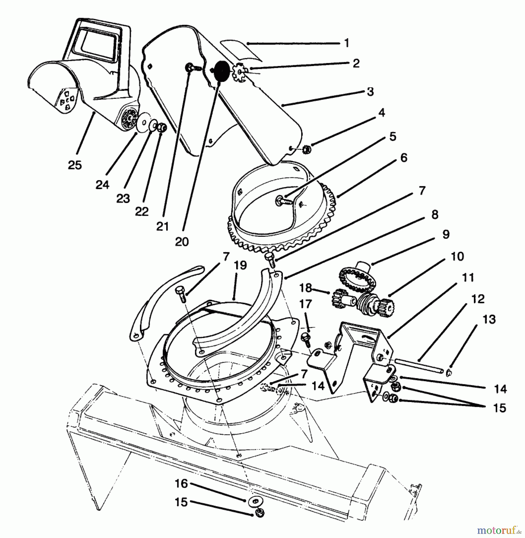  Toro Neu Snow Blowers/Snow Throwers Seite 1 38186 - Toro CCR 2000 Snowthrower, 1996 (6900001-6999999) DISCHARGE CHUTE ASSEMBLY