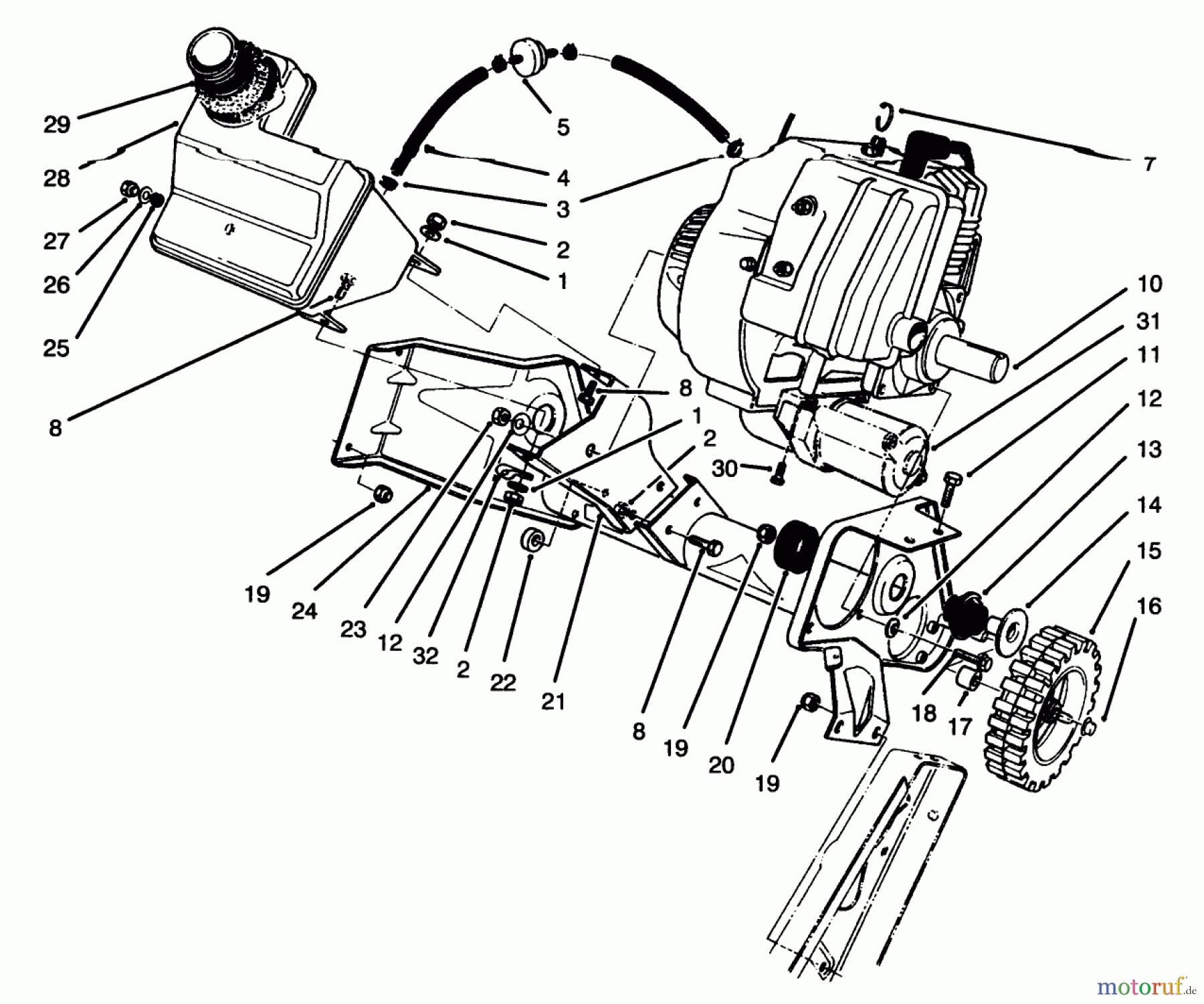 Toro Neu Snow Blowers/Snow Throwers Seite 1 38185 - Toro CCR 2000 Snowthrower, 1995 (5900001-5999999) ENGINE & MAIN FRAME ASSEMBLY