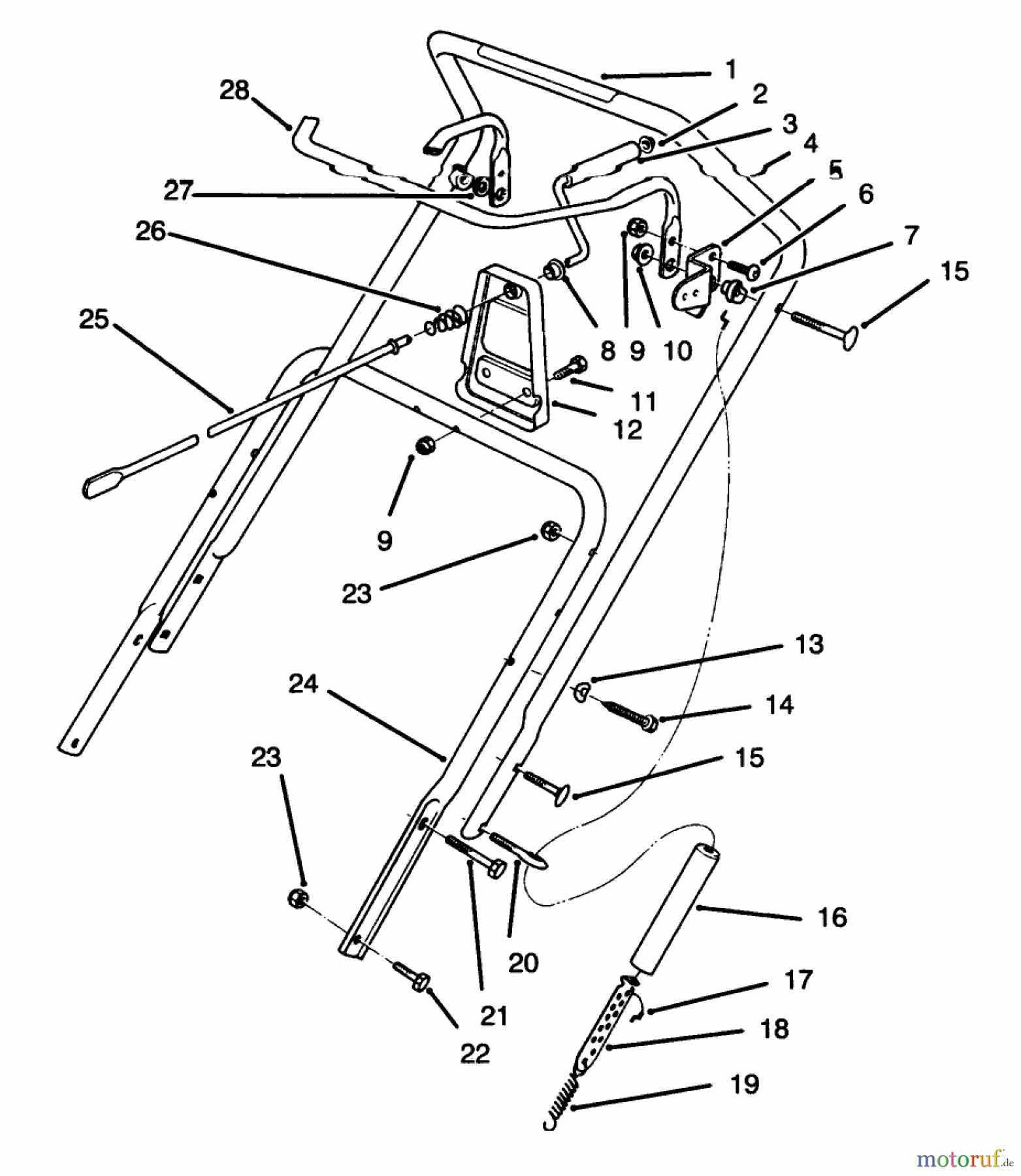 Toro Neu Snow Blowers/Snow Throwers Seite 1 38185 - Toro CCR 2000 Snowthrower, 1995 (5900001-5999999) HANDLE ASSEMBLY