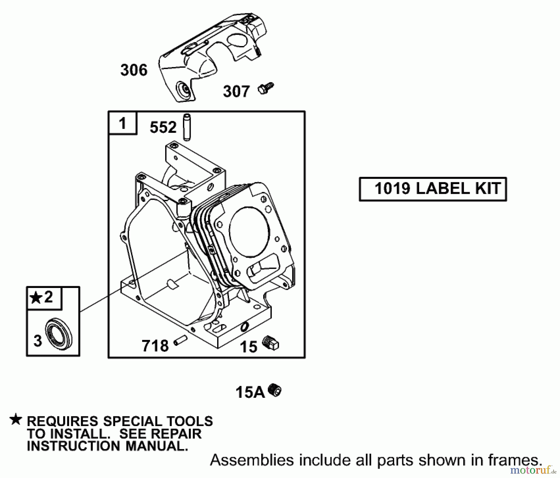 Toro Neu Blowers/Vacuums/Chippers/Shredders 62925 - Toro 5.5 hp Lawn Vacuum, 2003 (230000001-230999999) CYLINDER ASSEMBLY ENGINE BRIGGS AND STRATTON MODEL 126402-0245-E1