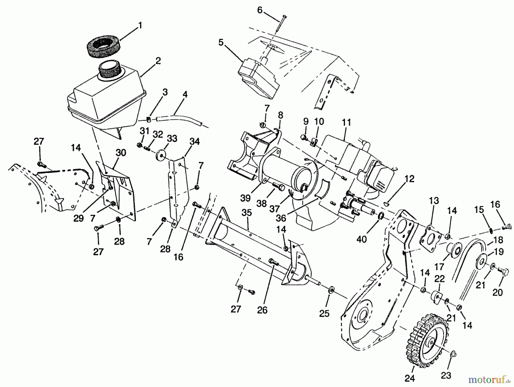 Toro Neu Snow Blowers/Snow Throwers Seite 1 38190 - Toro CCR 1000 Snowthrower, 1990 (0000001-0999999) ENGINE ASSEMBLY (MODEL NO. 38195 ONLY)