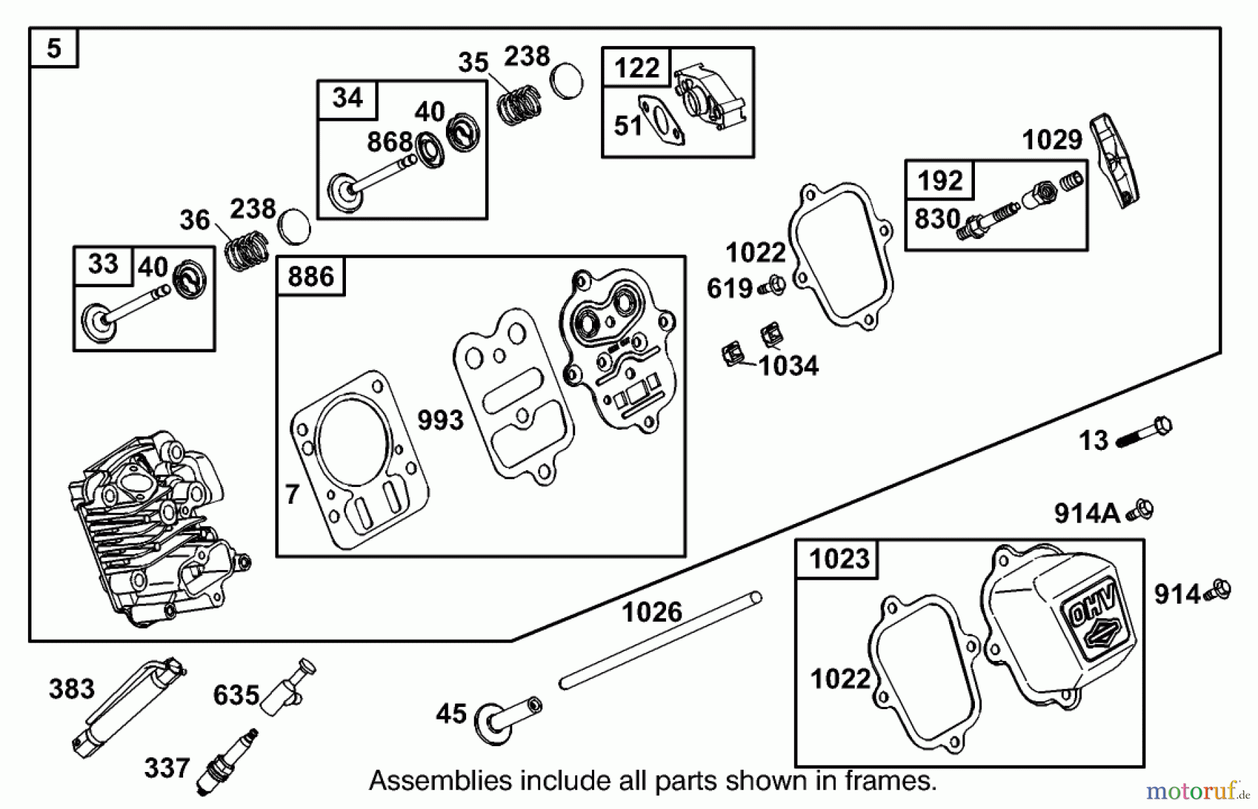 Toro Neu Blowers/Vacuums/Chippers/Shredders 62925 - Toro 5.5 hp Lawn Vacuum, 2003 (230000001-230999999) CYLINDER HEAD ASSEMBLY ENGINE BRIGGS AND STRATTON MODEL 126402-0245-E1