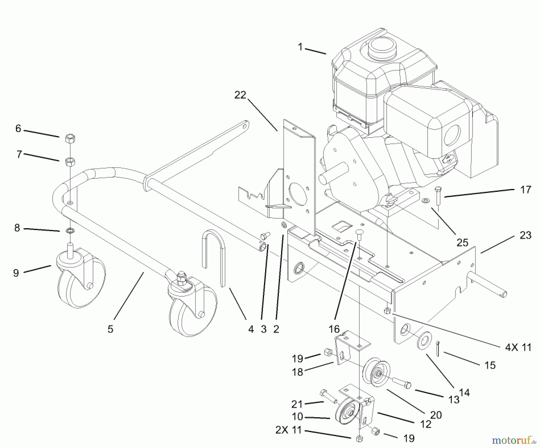 Toro Neu Blowers/Vacuums/Chippers/Shredders 62925 - Toro 5.5 hp Lawn Vacuum, 2003 (230000001-230999999) ENGINE AND WHEEL SUPPORT ASSEMBLY