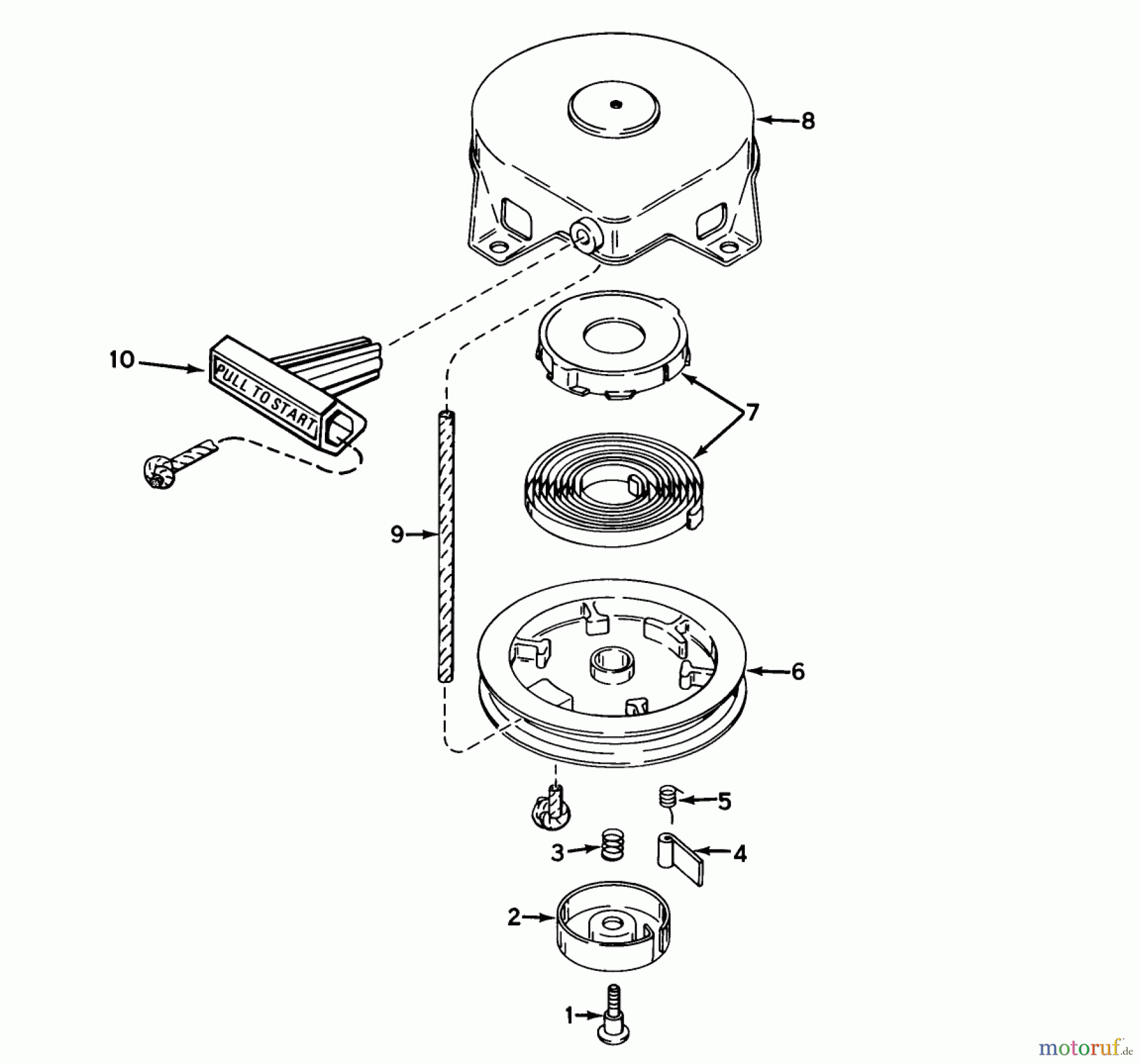 Toro Neu Snow Blowers/Snow Throwers Seite 1 38191 - Toro CCR 1000 Snowthrower, 1993 (3900001-3999999) RECOIL STARTER NO. 590537